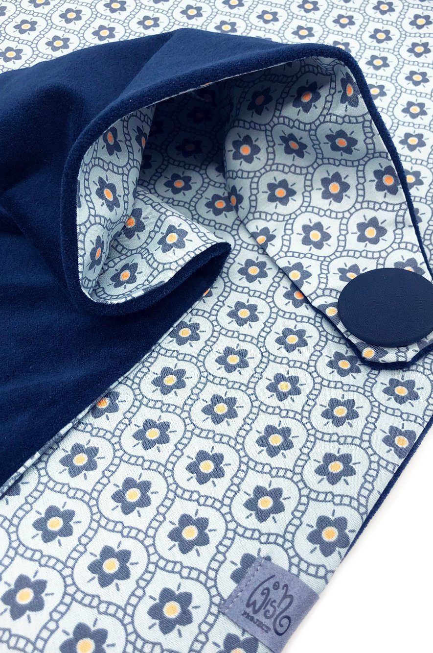 Dreieckstuch Wishproject® Schlauchschal in Blütenornament mit Halstuch Hellblau Blau, Damen Tuch, & Kapuzenschal,