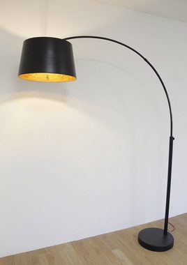 Kiom Stehlampe Bogenleuchte Glarona matt schwarz + blattgold 207 cm, höhenverstellbar, Leuchtmittel nicht inklusive, Leuchtmittel abhängig