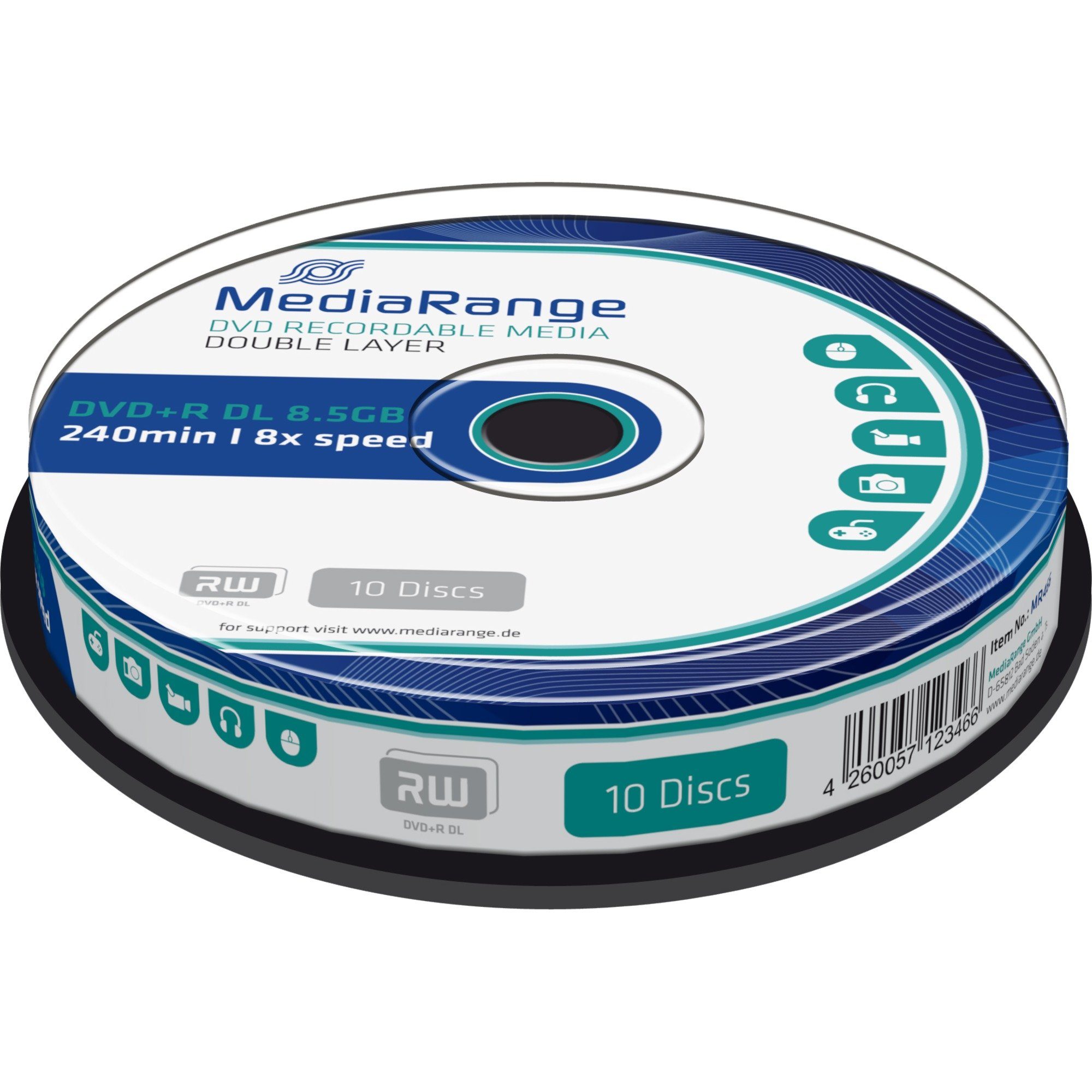 Mediarange DVD-Rohling MediaRange DVD+R DL 8,5 GB, DVD-Rohlinge, (8fach