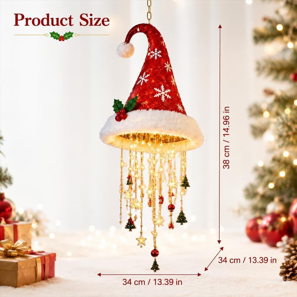 FELIXLEO LED Kugelleuchte Beleuchteter Weihnachtsmannhut Hängeleuchte, LED – Bild 2 von 5