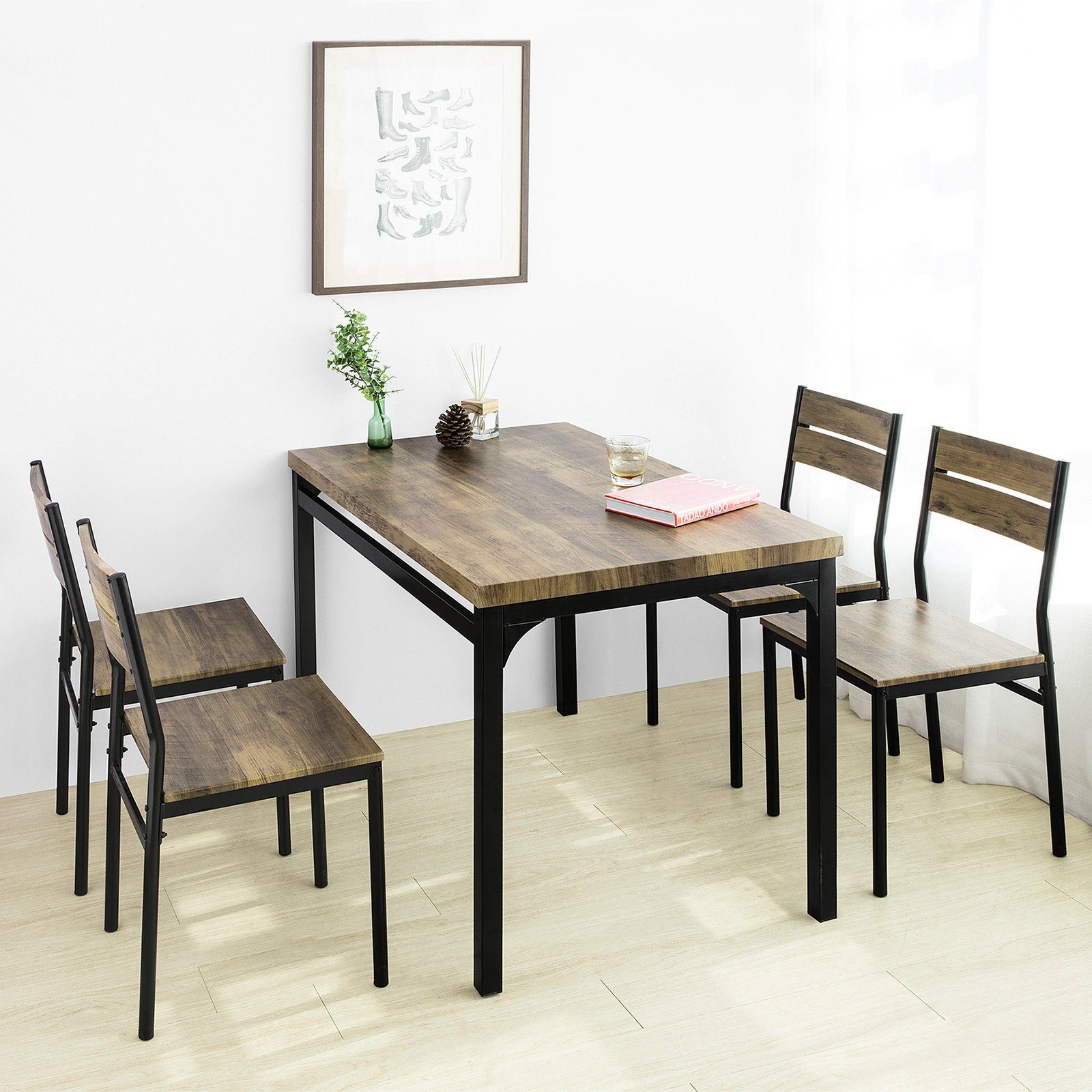 SoBuy Essgruppe FST72-Nx4+OGT28-N, 5-teilig Essgruppe Esstisch günstig online kaufen