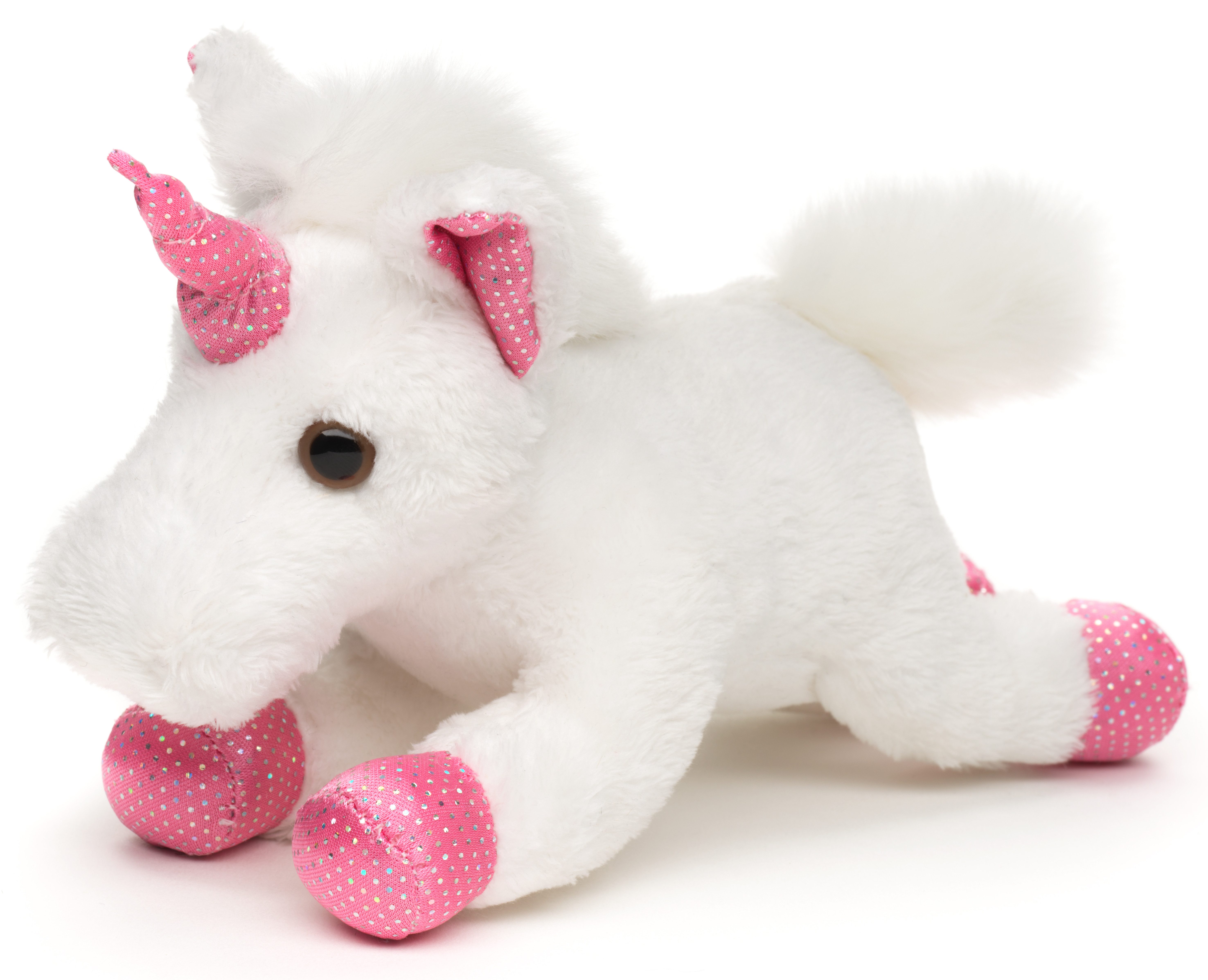Uni-Toys Kuscheltier Einhorn Plushie (weiß) - 18 cm (Länge) - Plüsch-Pferd - Plüschtier, zu 100 % recyceltes Füllmaterial