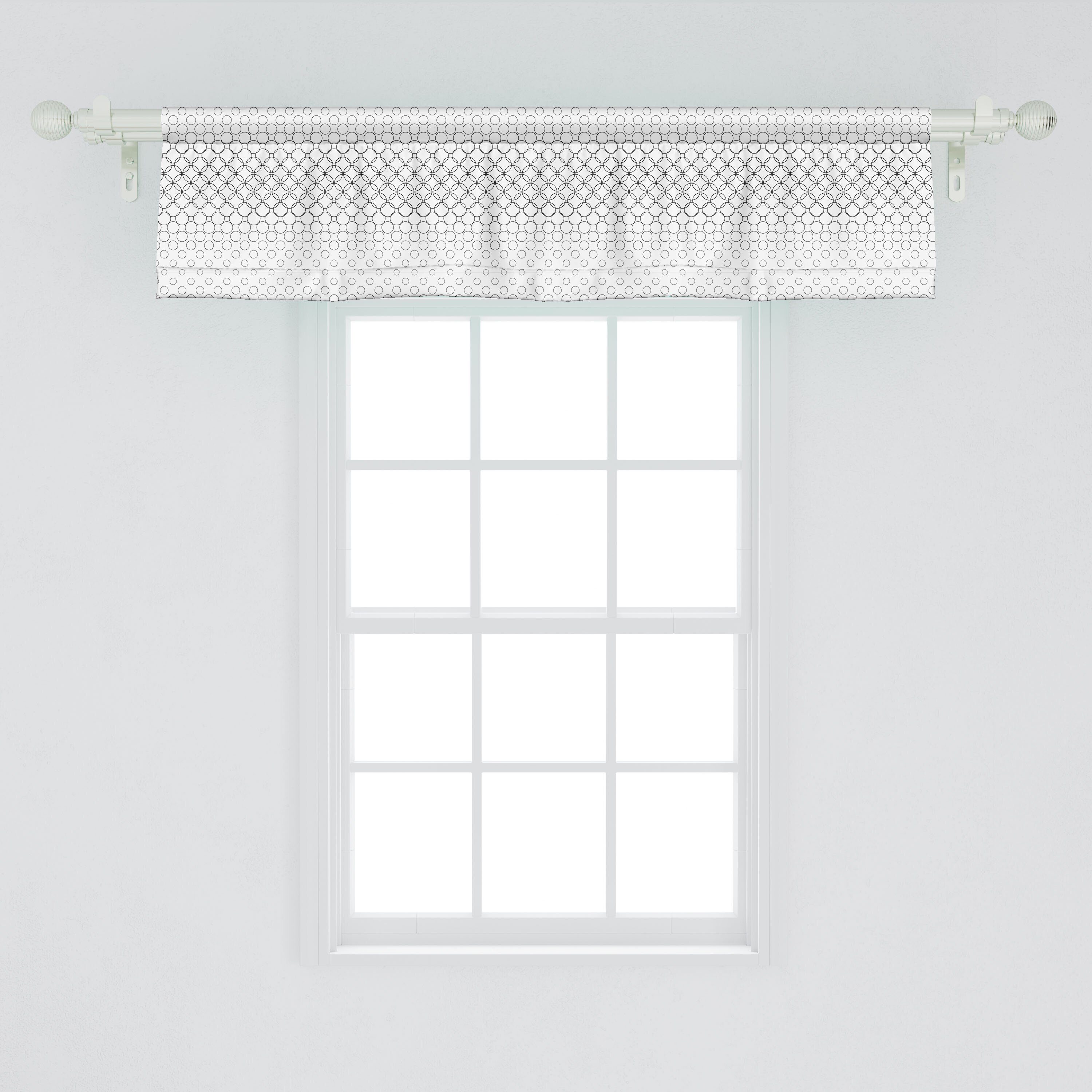 Scheibengardine Vorhang Dekor Motive Microfaser, für Küche Stangentasche, Schlafzimmer Geometrisch mit Abakuhaus, Volant