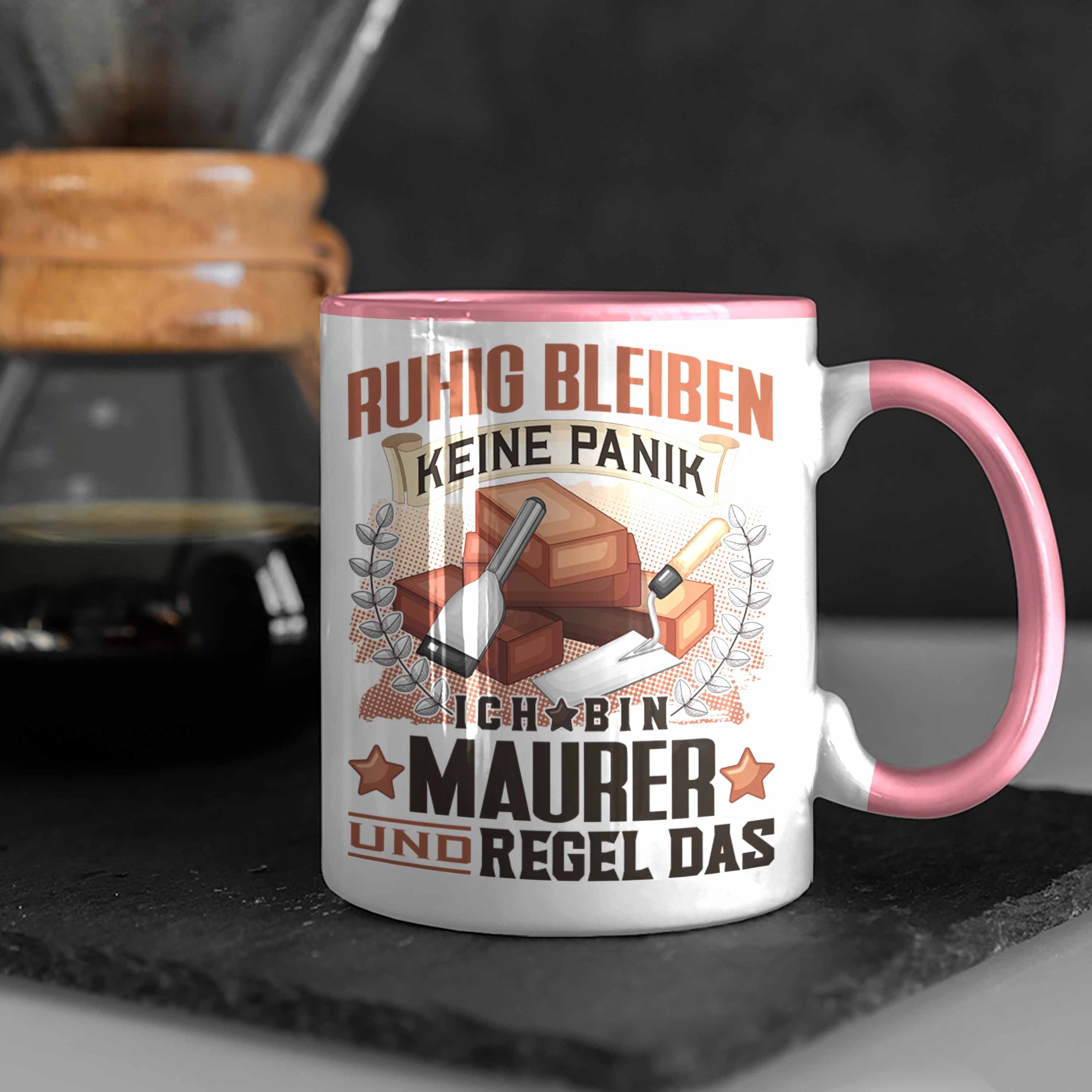 Rosa Geschenk Bleibe Trendation Trendation Tasse - Ruhig Männer Maurer Spruch Tasse Lustiger