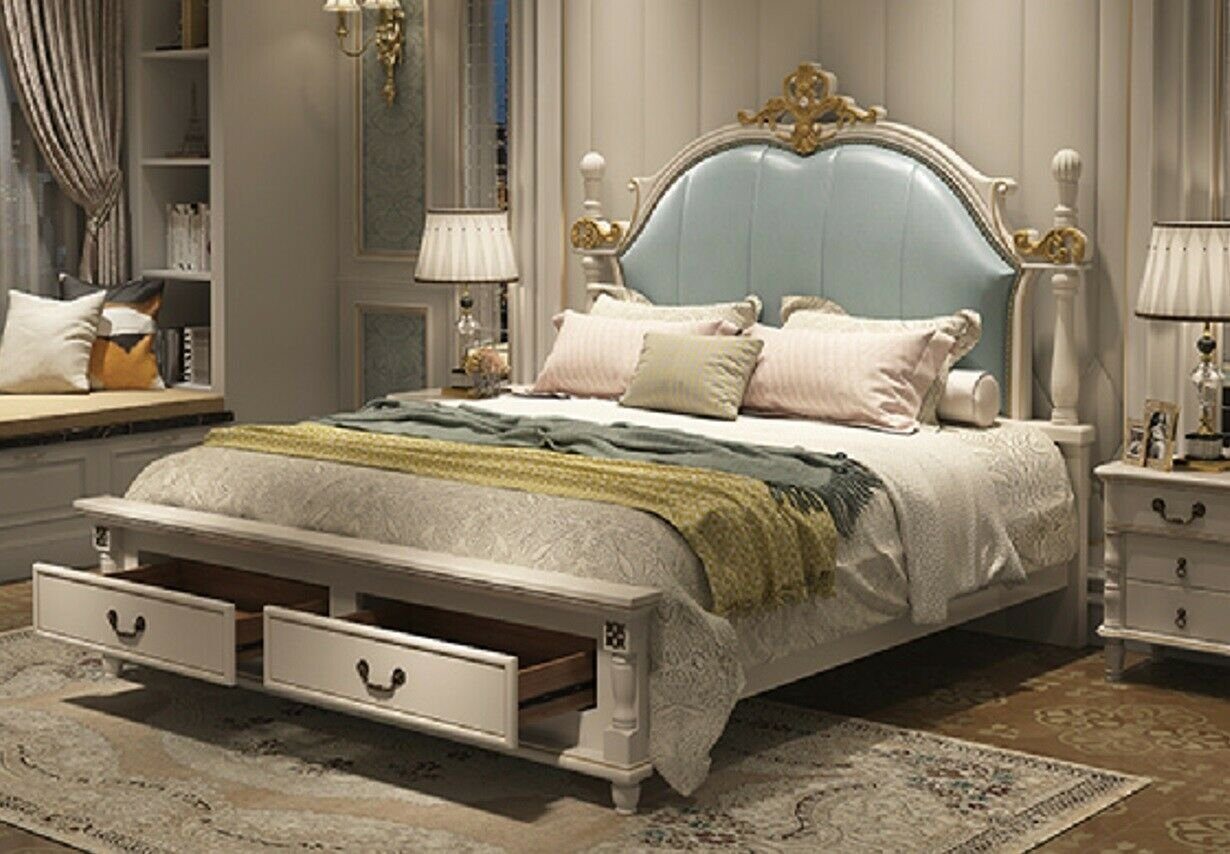 JVmoebel Bett, Polster Luxus Bett Design Holz Königliches Doppel Betten Hotel Barock