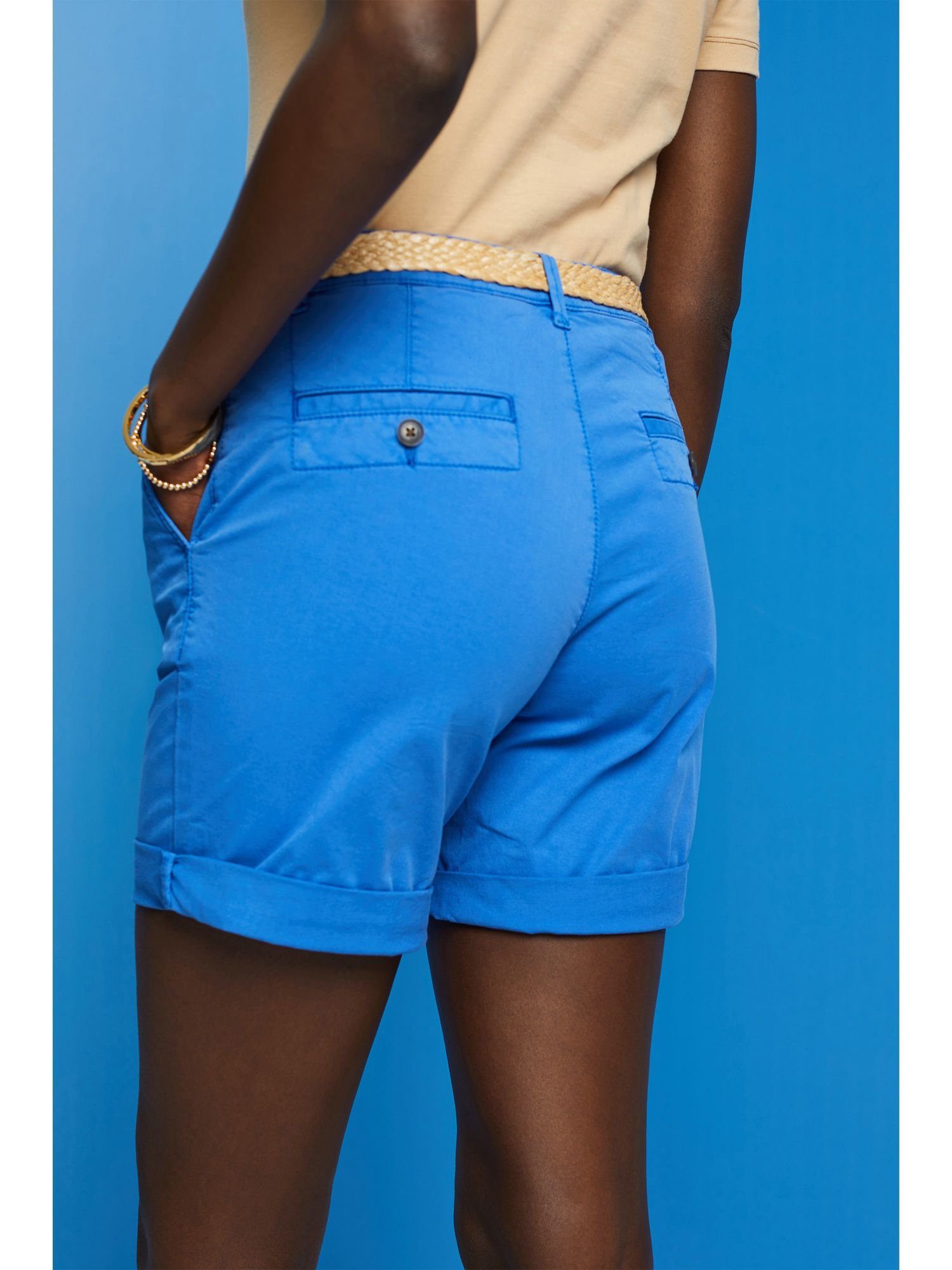 Shorts Shorts BLUE Esprit BRIGHT (1-tlg) mit Raffia-Flechtgürtel