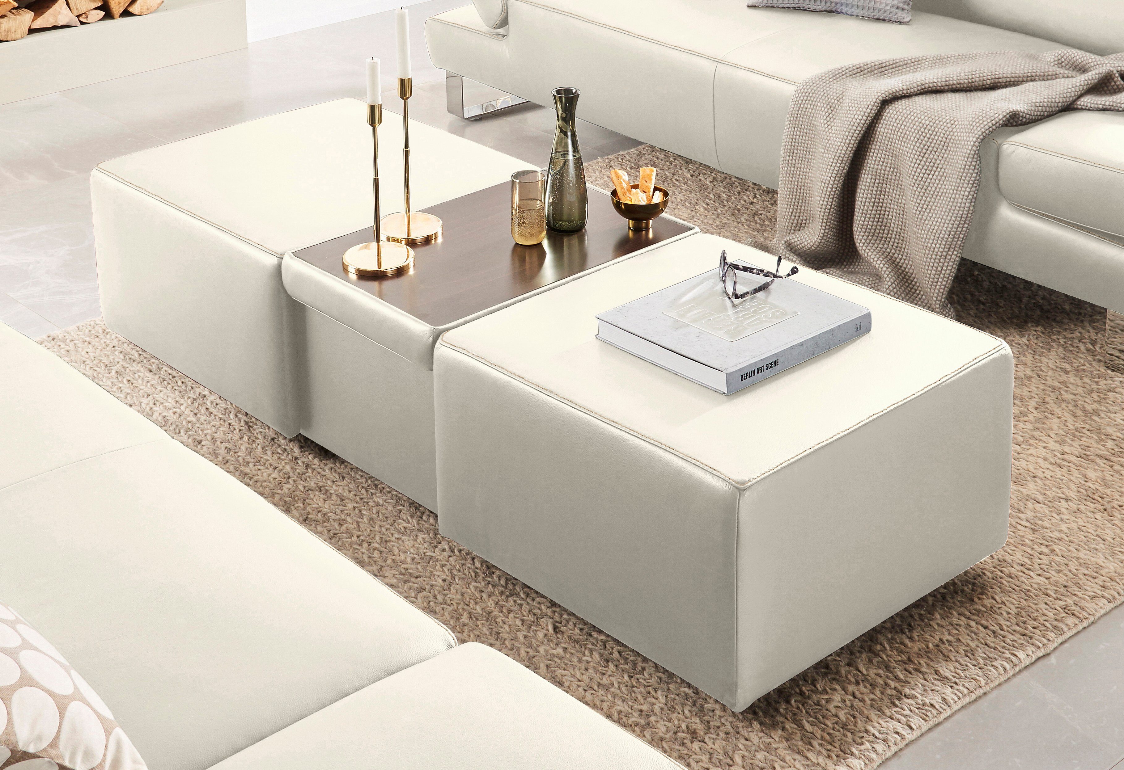 W.SCHILLIG Hocker taboo, ausziehbar, inklusive Zwischenablage, mit Kontrastnaht