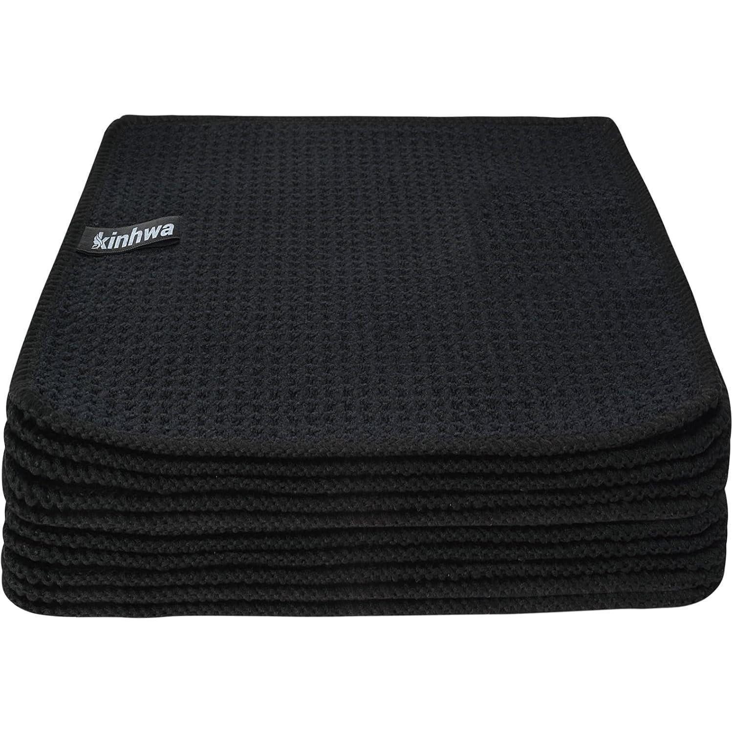 LuxusKollektion Spültuch Schwarze Mikrofaser Spültücher Waffeltuch 20x20cm 10er Set