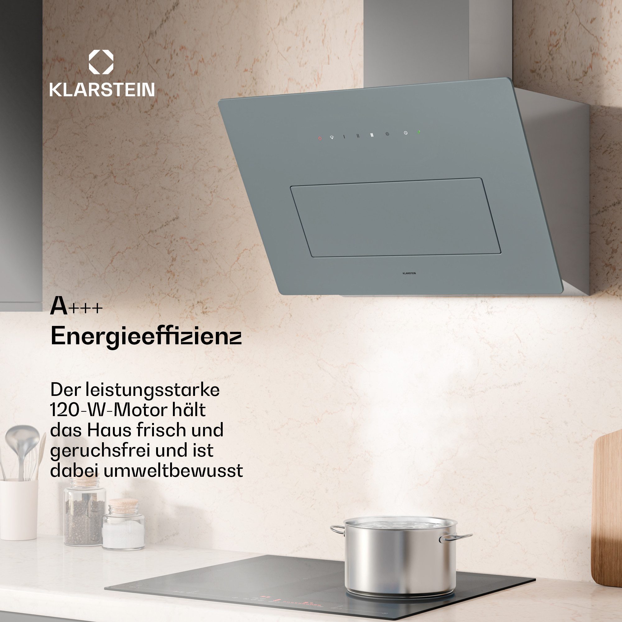 Klarstein Deckenhaube SleekAir SleekAir, kopffrei Dunstabzugshaube Umluft Abluft LED Touch