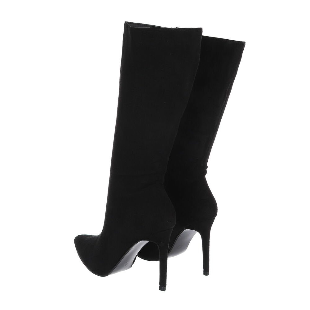 Ital-Design Damen Elegant Stiefel Schwarz High-Heel-Stiefel Pfennig-/Stilettoabsatz High-Heel in