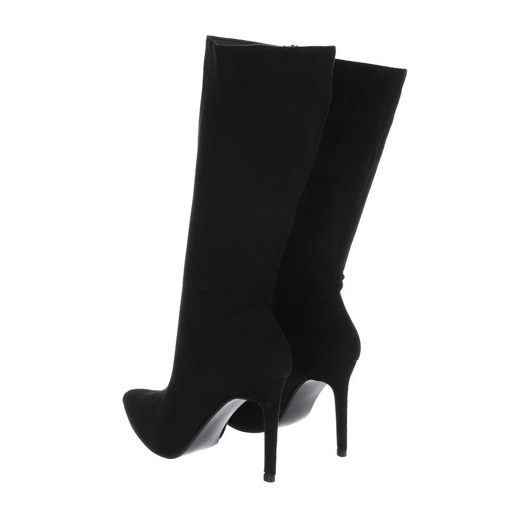 Pfennig-/Stilettoabsatz High-Heel-Stiefel Ital-Design Schwarz Damen Stiefel in Elegant High-Heel