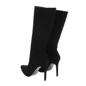 Ital-Design Damen Elegant High-Heel-Stiefel Pfennig-/Stilettoabsatz High-Heel Stiefel in Schwarz