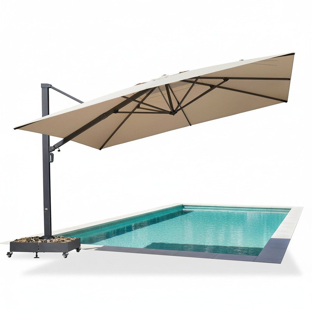 PURPLE LEAF Sonnenschirm Quadratisch Außenbereich Alu Terrassenschirm, großer Ampelschirm, LxB: 400,00x400,00 cm, 360° drehbar, höhenverstellbar, UV-beständig, für Garten, Terrasse, Pool