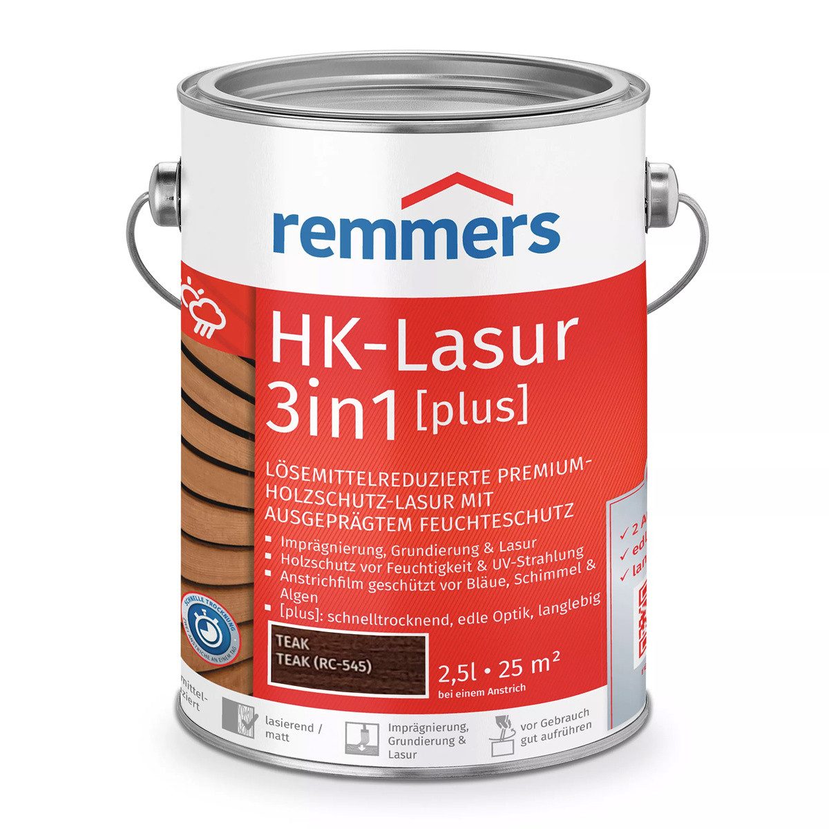 Remmers Holzschutzlasur Remmers HK-Lasur 3in1 Plus 2,5 L Holzschutzlasur