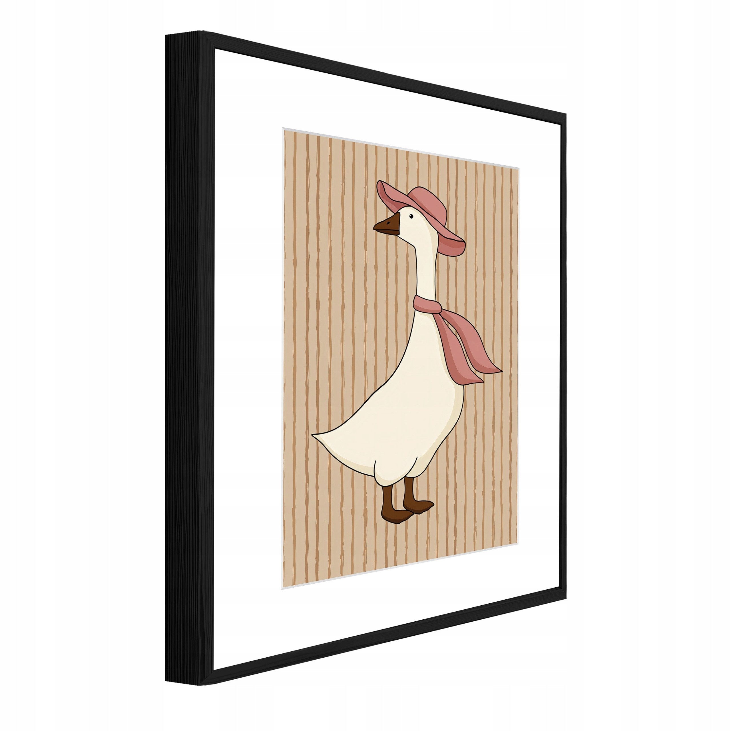 Wallarena Wandbild Retro Gans mit Passepartout im schwarzen Bilder Wohnzimmer Wandbild, Gans (Wandbild, 1 St), Bilder mit Rahmen Wohnzimmer Schlafzimmer Wandbild Wanddeko 30x40 cm