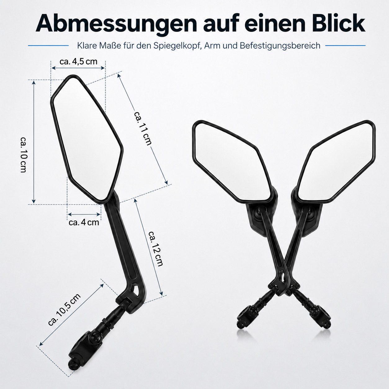 XEOOCE Fahrradlenker Fahrradspiegel, 360° verstellbar, Rückspiegel Set 1 Paar, Standardlenker, (Einzelstück mit Montagezubehör), Blendfrei, 360° drehbar, verstellbare Halterung