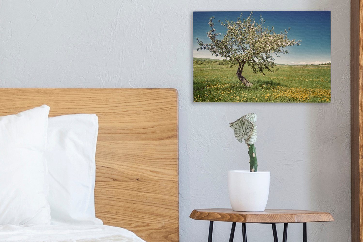 OneMillionCanvasses® Leinwandbild Apfelbaum - Blumen, Wandbild Frühling Leinwandbilder, St), Aufhängefertig, 30x20 (1 cm - Wanddeko