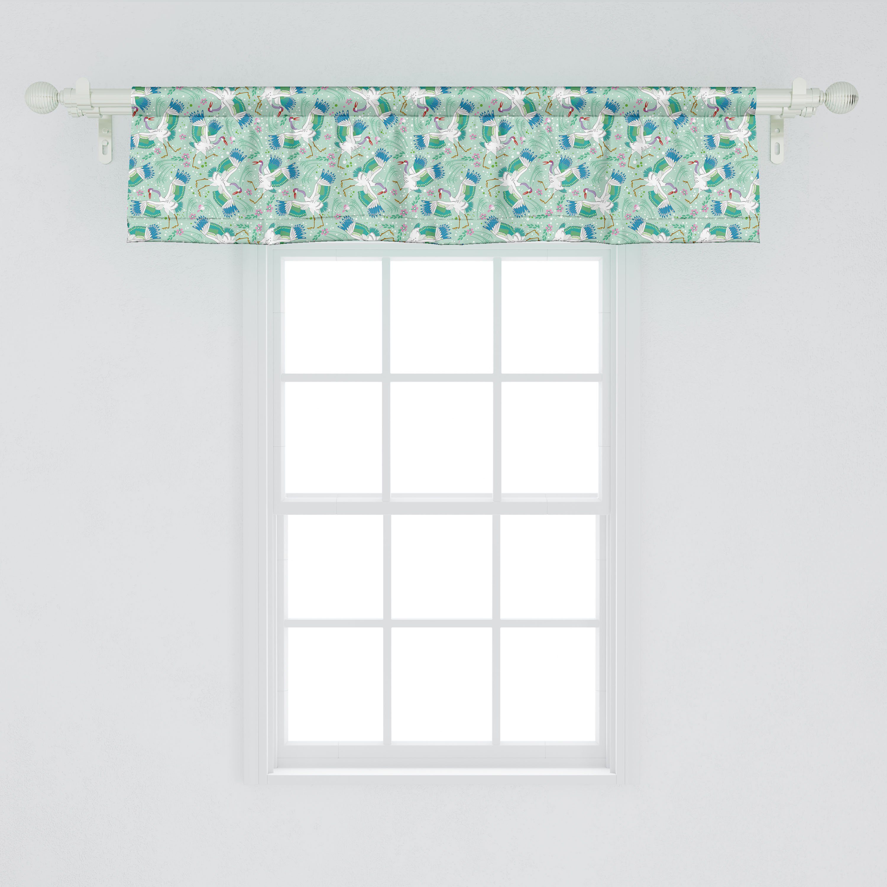 Scheibengardine Vorhang Volant Microfaser, Fliegen-Pelikan-Grafik-Design Abakuhaus, Dekor für mit Schlafzimmer Vogel Küche Stangentasche