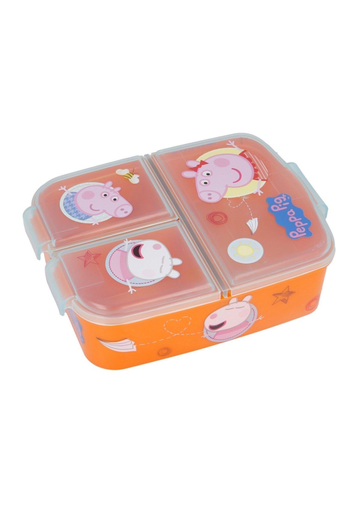Peppa Pig Lunchbox Brotdose Peppa Wutz, Vesperdose mit 3 Fächern, BPA-frei