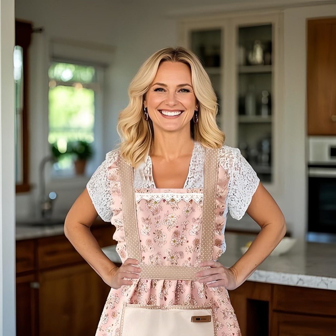 FOUORTUNATE-BEE Kochschürze Damen Küchenschürze mit Tasche verstellbar zum Kochen und Backen, Blumenschürze Damen für Küche Haushalt Café Restaurant und Garten – Bild 2 von 5