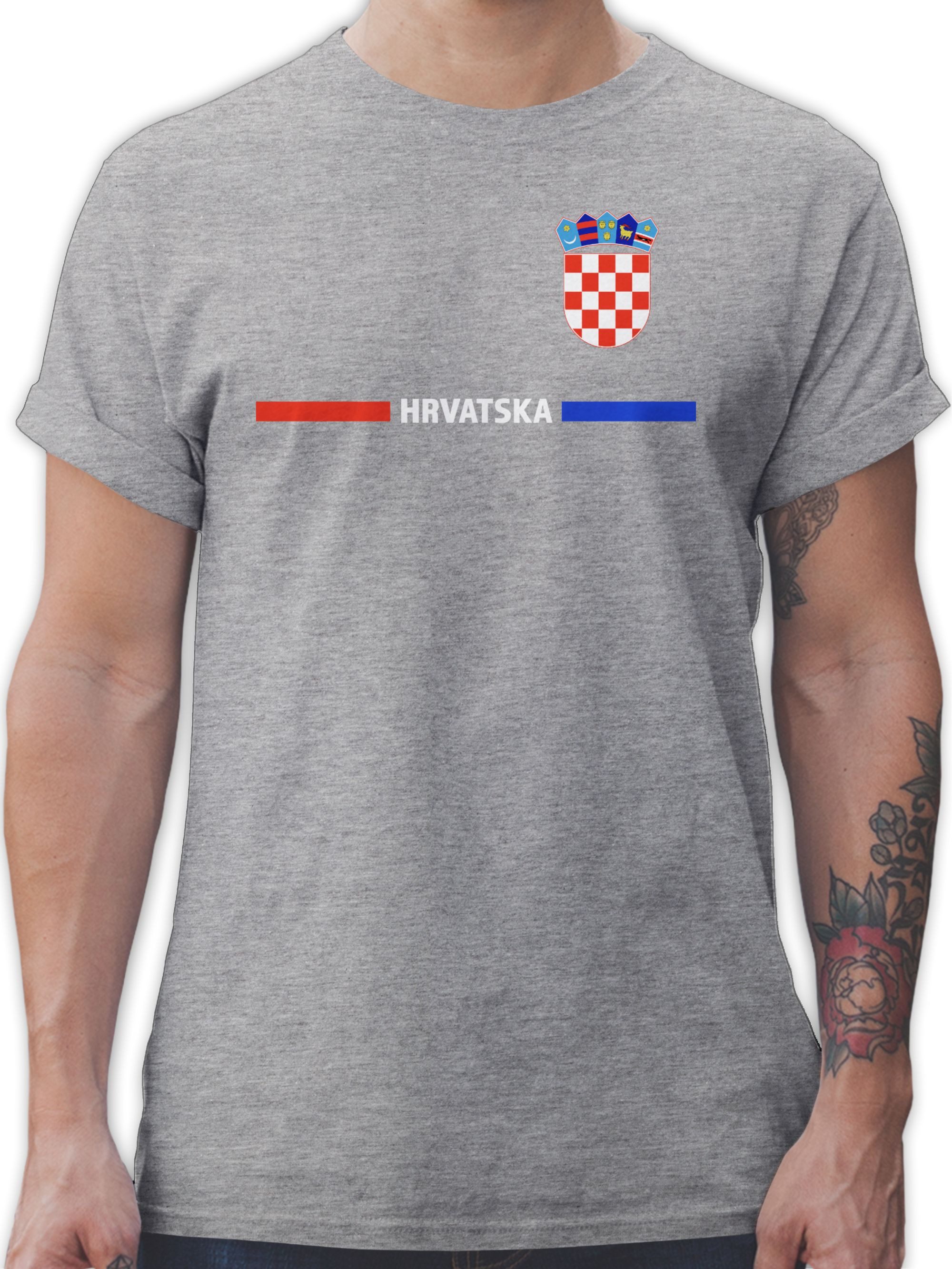 T-Shirt Kroatisches Trikot Wappen, Hrvatska mit Stolz, Hrvatska-Fans