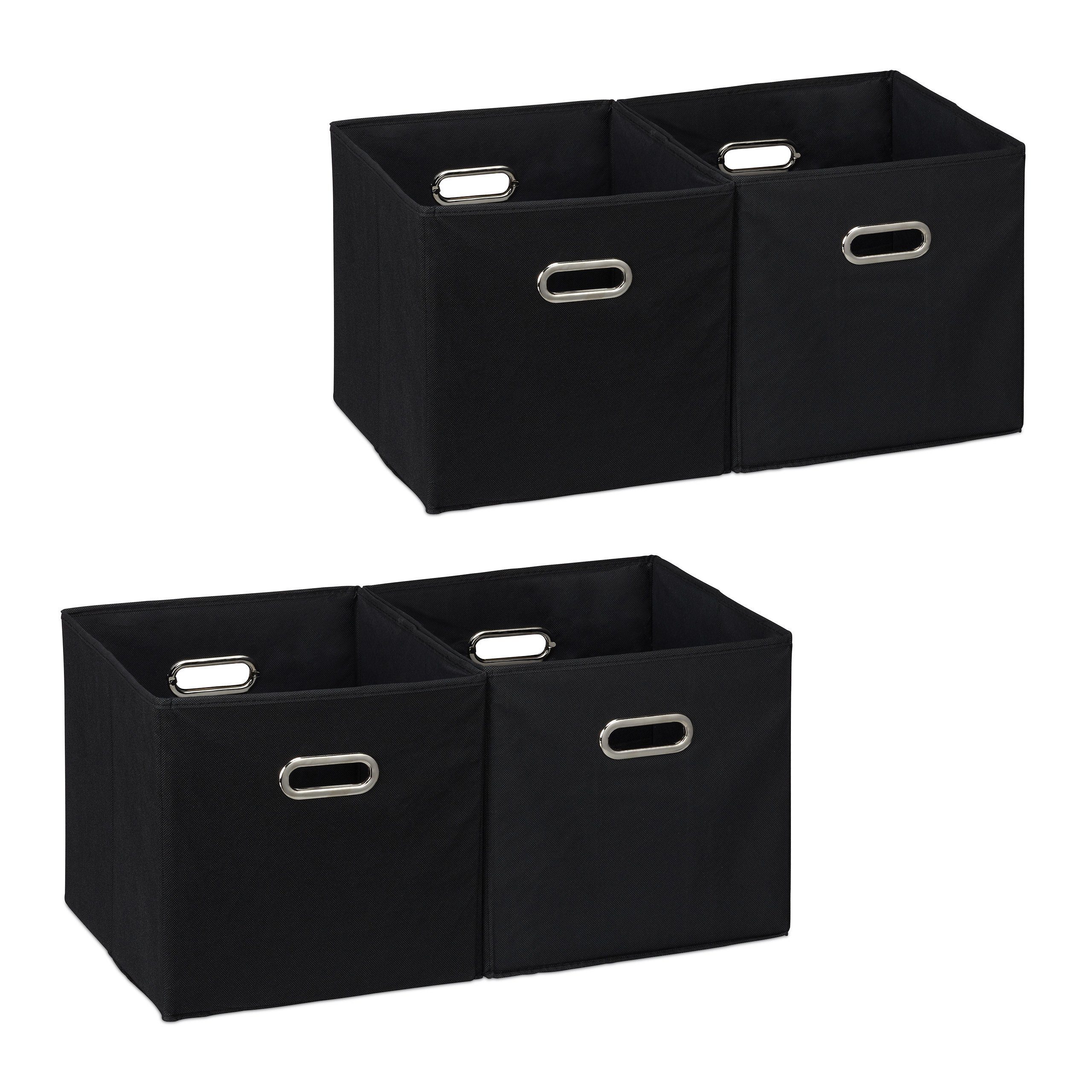 Aufbewahrungskorb 4 x Aufbewahrungsbox Stoff schwarz