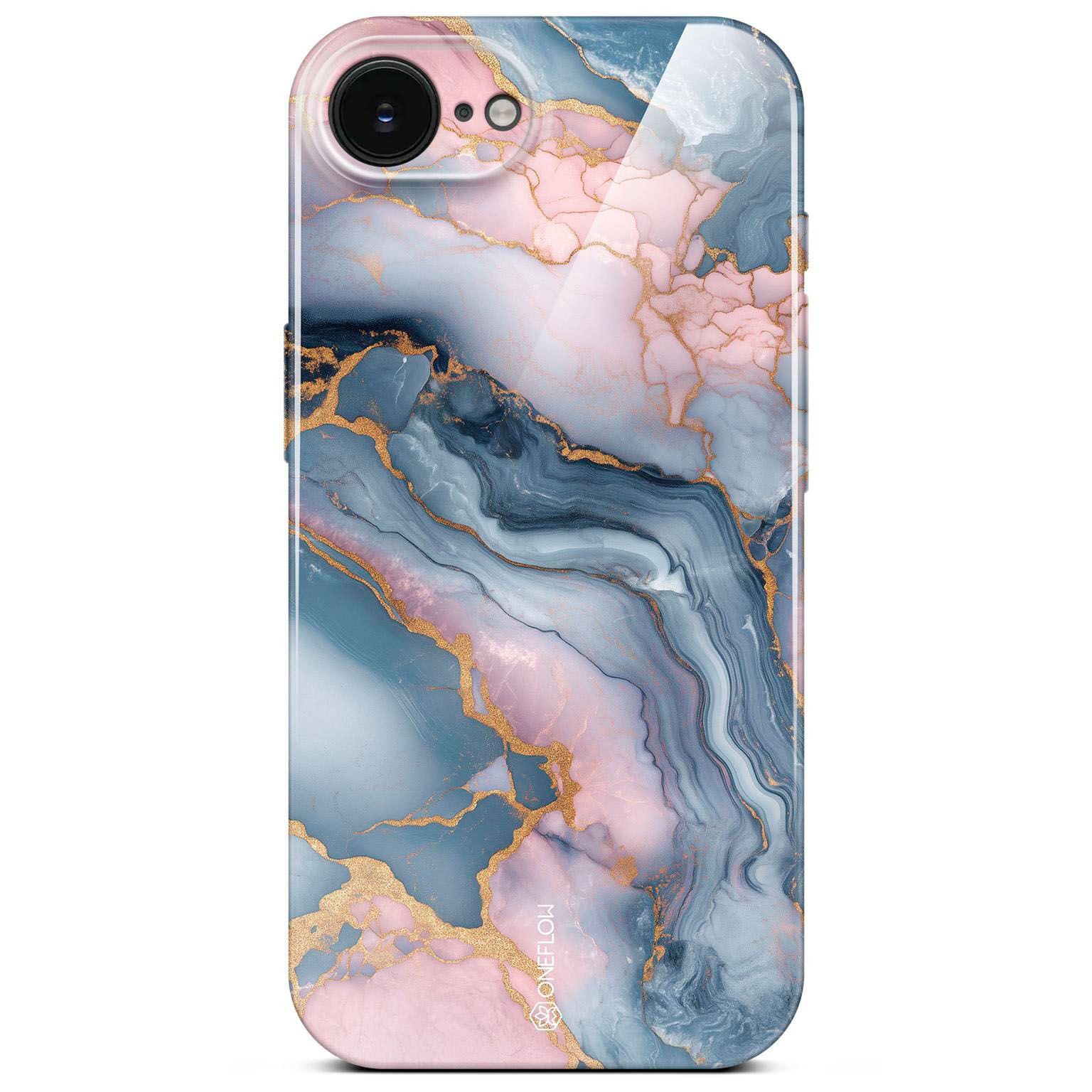 ONEFLOW Handyhülle für iPhone 16e Hülle Marmor Bliss Cover Rosa Grau 6,1 Zoll, Handy Schutz Backcover Handytasche Case Schutzhülle mit Kameraschutz