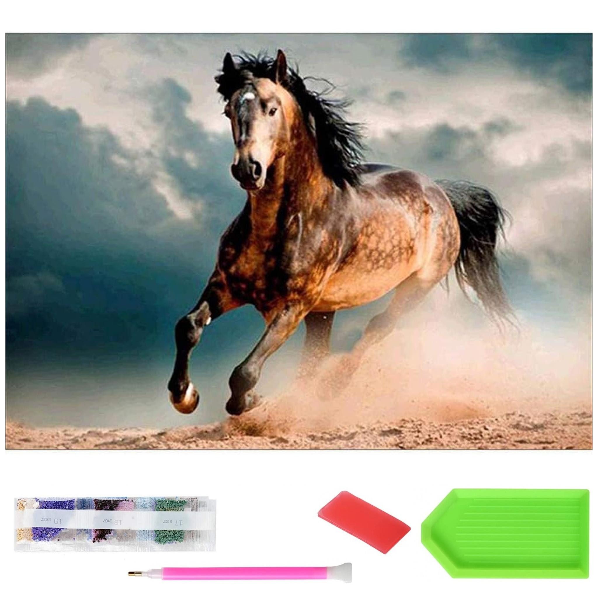 LA CUTE Malen nach Zahlen XXXL 5d Diamond Painting Pferd Hengst Malen nach Zahlen 120x60cm (Komplettset für 5D Diamond Painting inklusive Leinwand, Diamanten und Werkzeugen, Diamond Painting Set mit Zubehör für DIY-Kreativität und Entspannung), 120x60cm 5D Diamond Painting mit präziser Klebeschicht & Zubehör