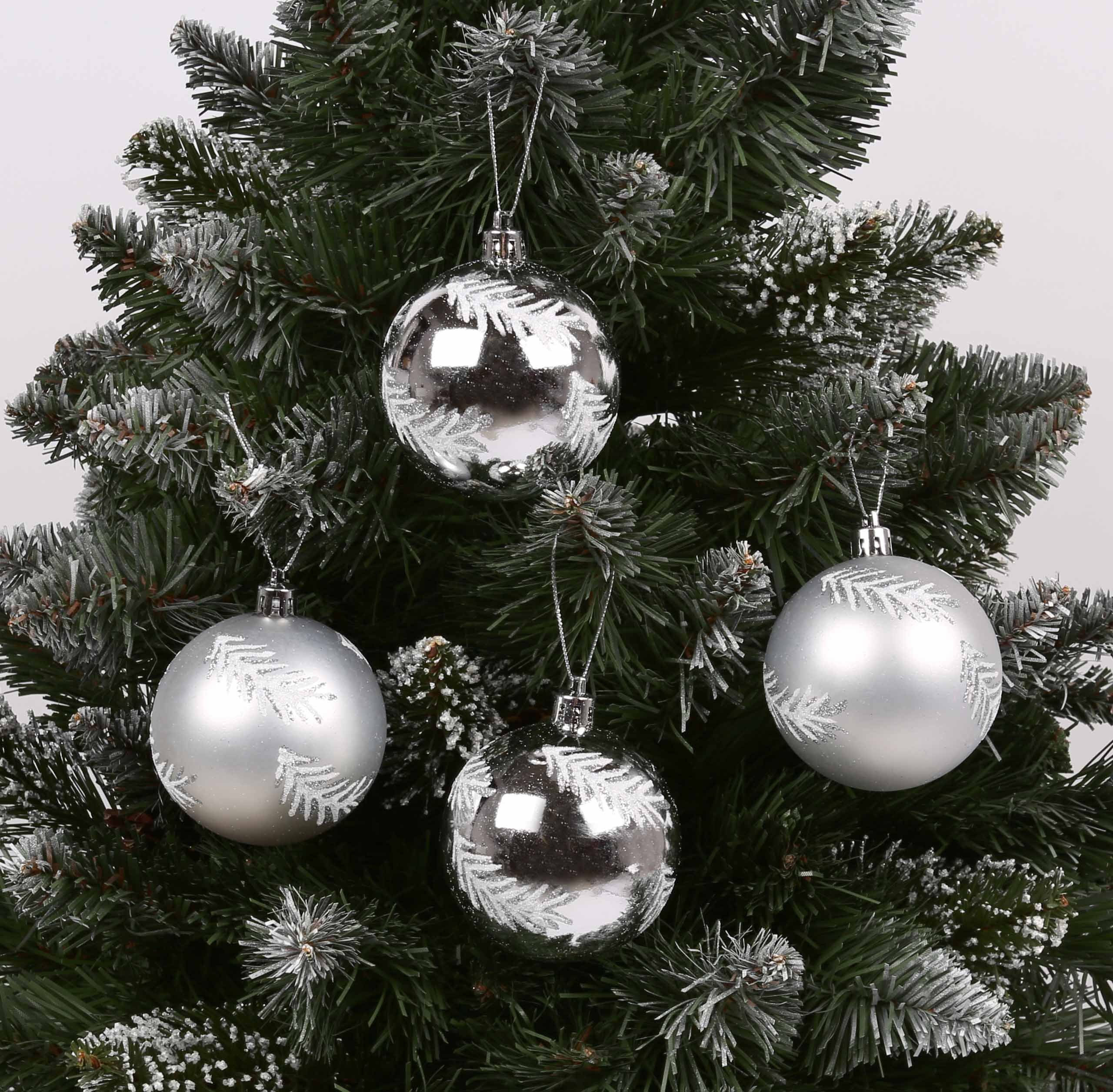 Sarcia.eu 6Stück aus 1Pack kugeln Weihnachtsbaumkugel Kunststoff Tannenbaumstil Silberne 7cm, im