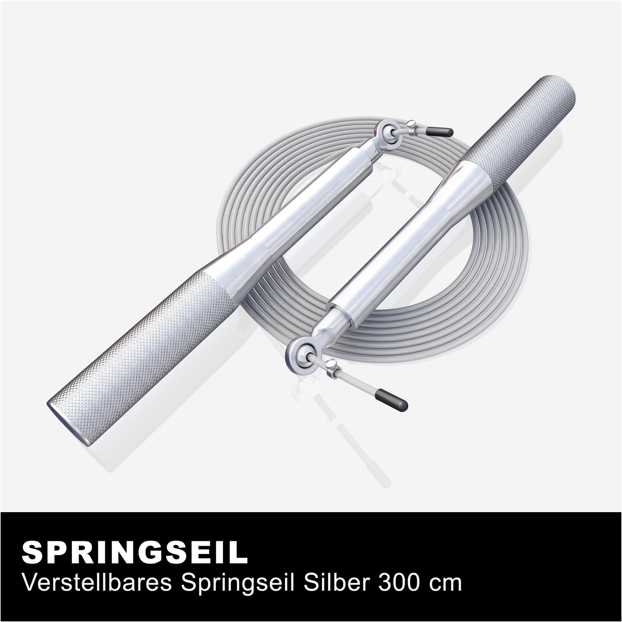 Springseil 3m, Speed Rutschfeste Jump, Skipping, Rope SPORTS Verstellbar, - GORILLA Sprungseil - Silber