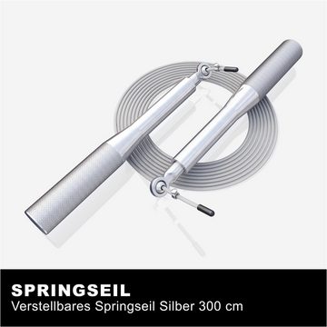 GORILLA SPORTS Springseil Speed Rope - 3m, Verstellbar, Rutschfeste - Jump, Skipping, Sprungseil