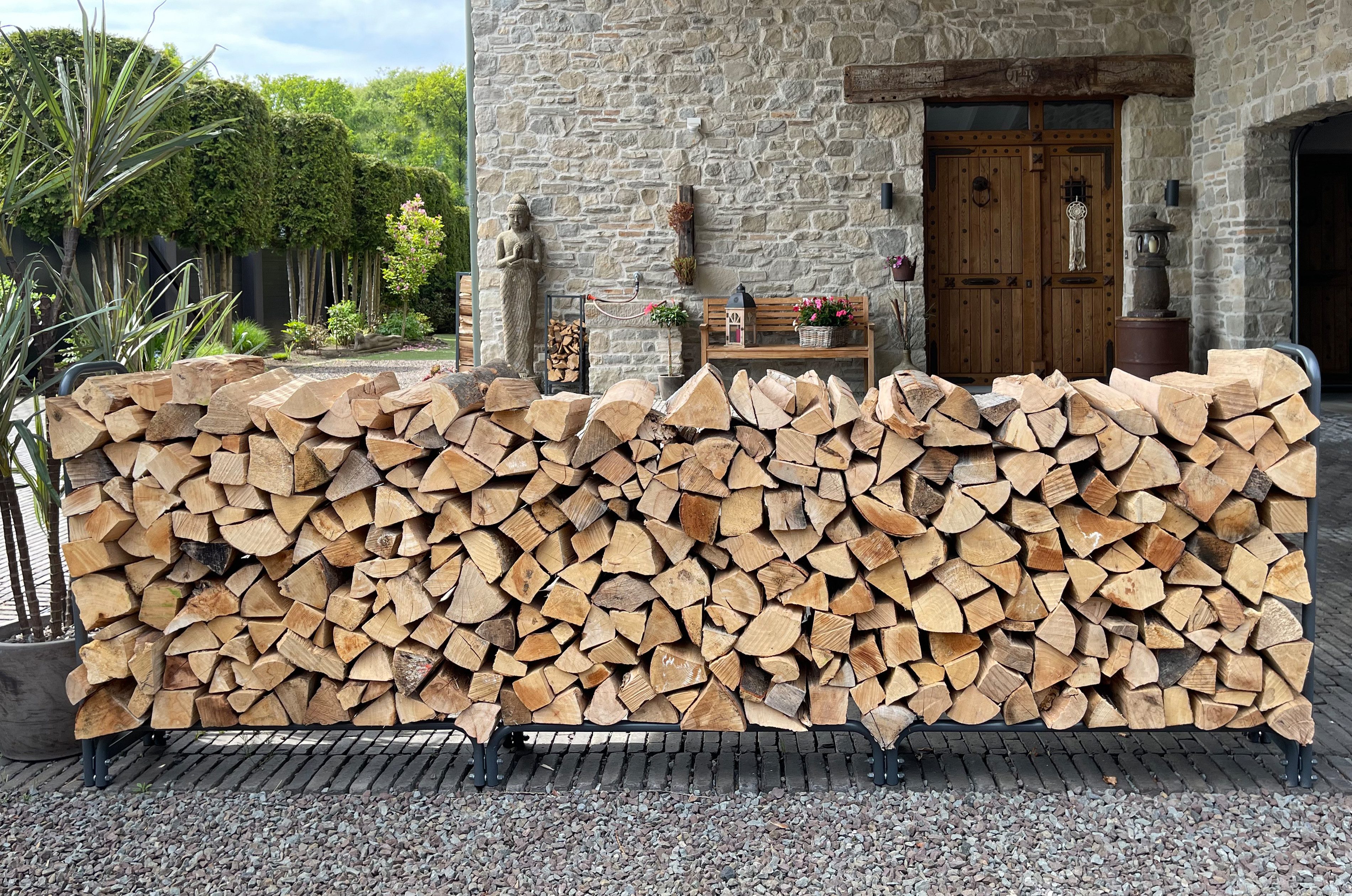 Quick Star Kaminholzregal Metall Kaminholzregale Außen 272 x 95 cm Mit / Ohne Schutzhülle, BxTxH:272x25x95 cm, (1x Kaminholzregal), Einzelelement (94cm), 2er (183cm) oder 3er Element 272cm