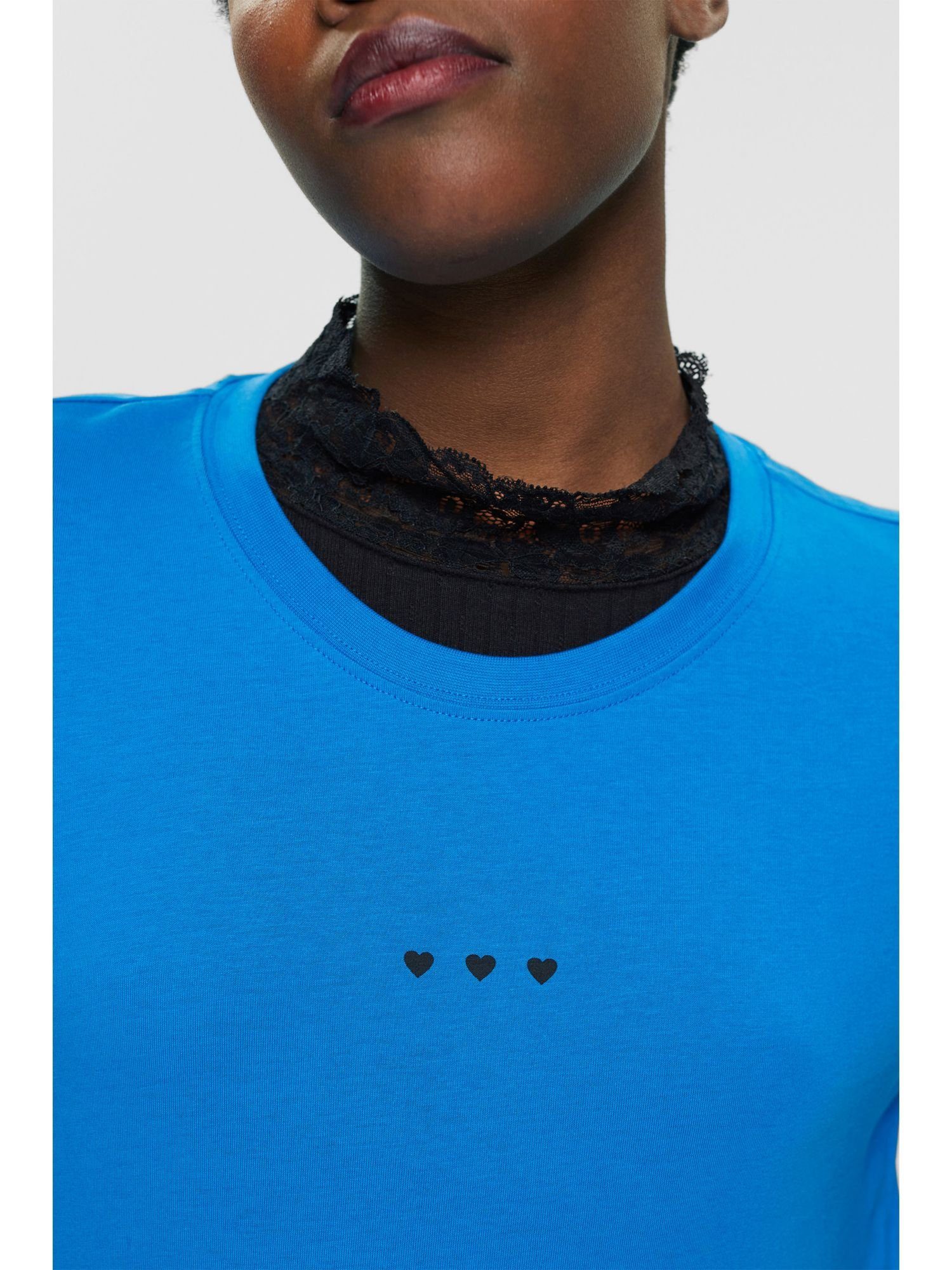 T-Shirt BLUE Esprit edc (1-tlg) T-Shirt by Herz-Print mit