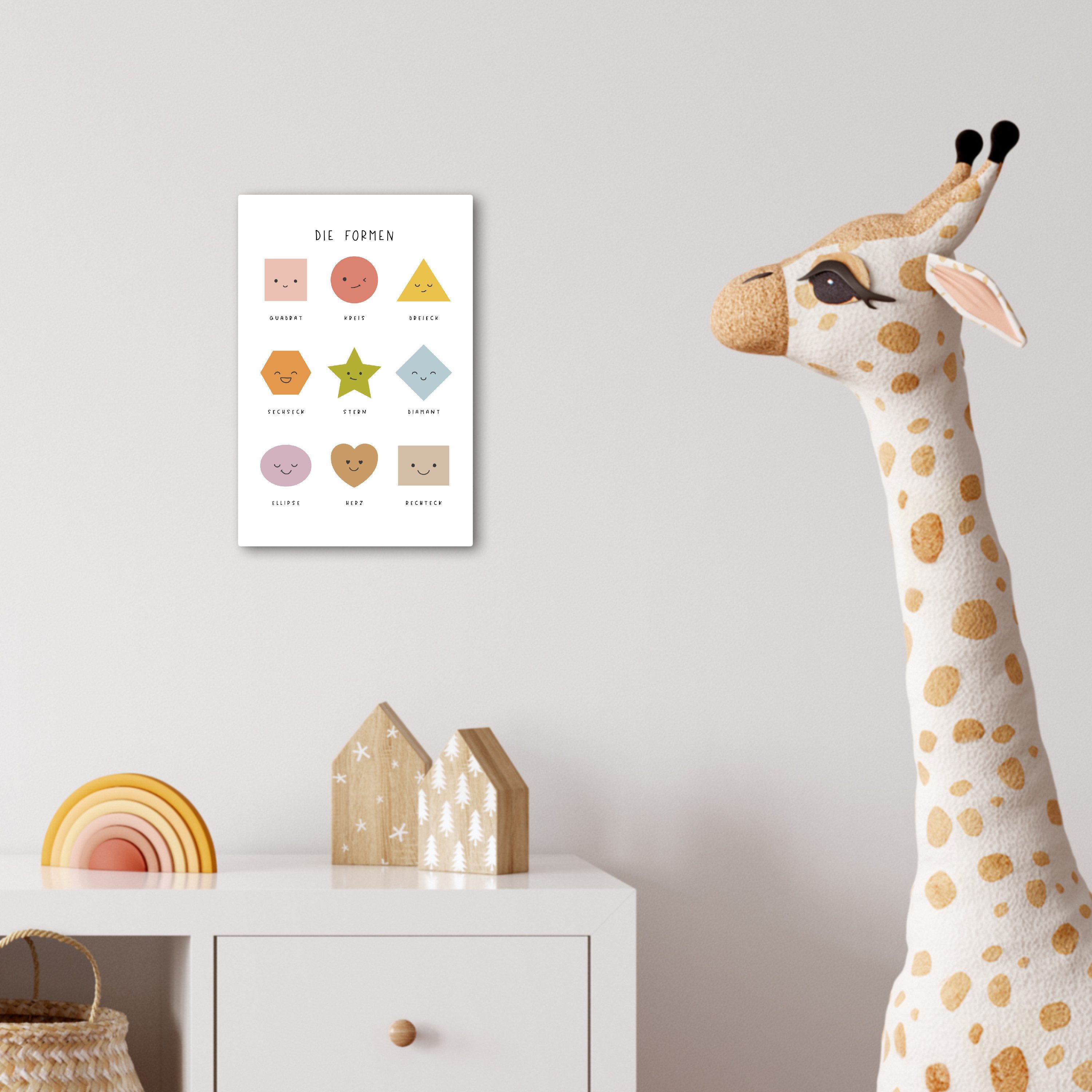 OneMillionCanvasses® Leinwandbild Pädagogisch - Formen lernen - Weiß - Geometrische Formen, Fotodruck (1 St), Kinderzimmer Deko, Mädchen und Jungen Bilder 20x30 – Bild 4 von 5