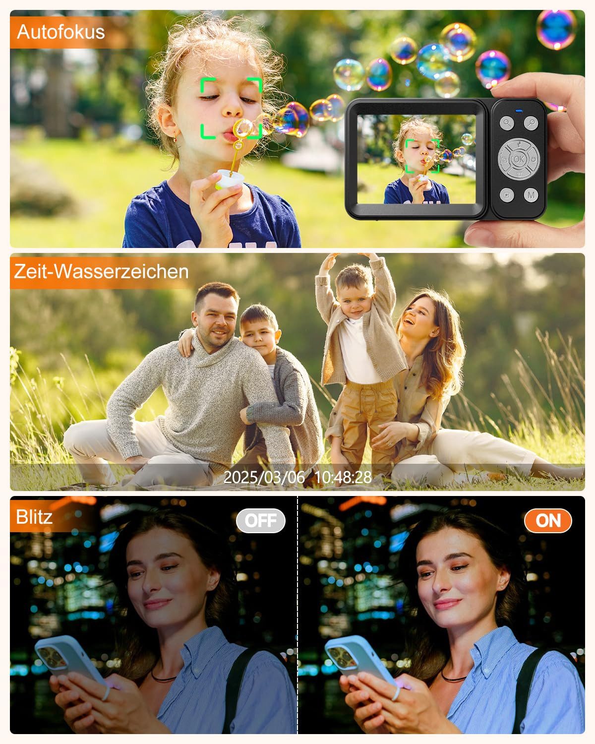 Rollei Compactline 64 Dual Screen Kompaktkamera (4K Video, 64 MP Kamera, Dual Screen, Micro-SD-Slot)