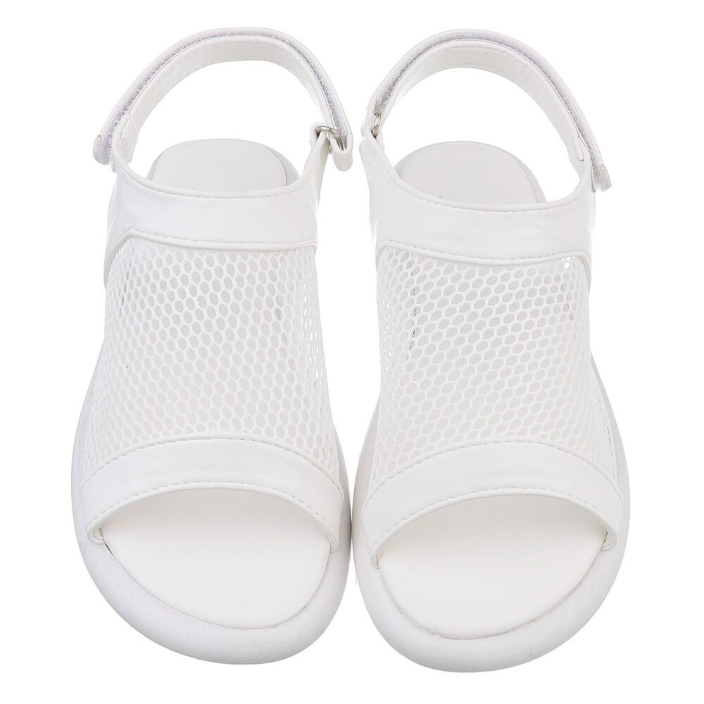 Ital-Design Modische Damen Sandalen mit Mesh-Oberfläche für den Sommer Riemchensandalette (89852440) Flach Riemchensandalen in Weiß