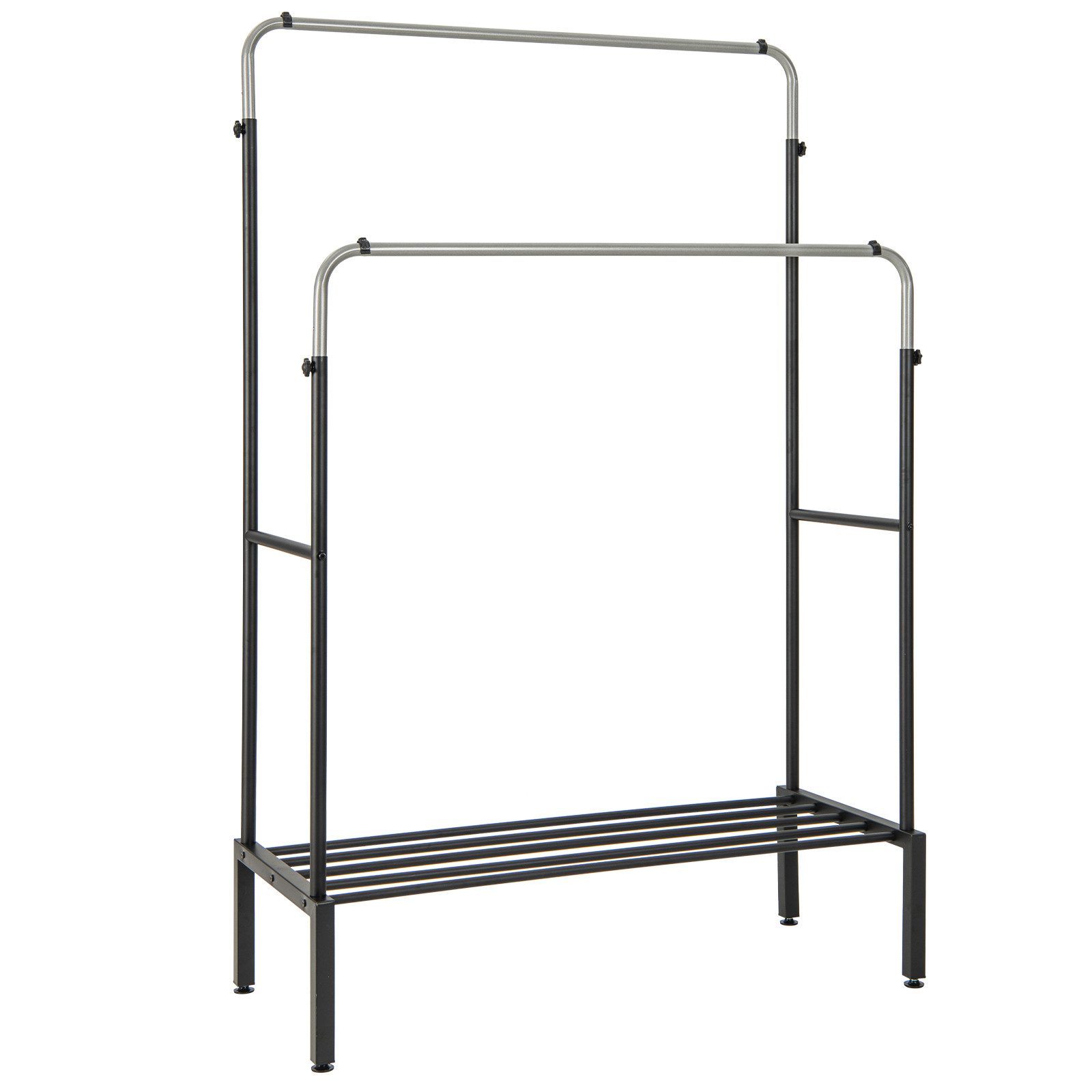 COSTWAY Kleiderständer, mit Kleiderstangen, Ablage, höhenverstellbar bis 60kg