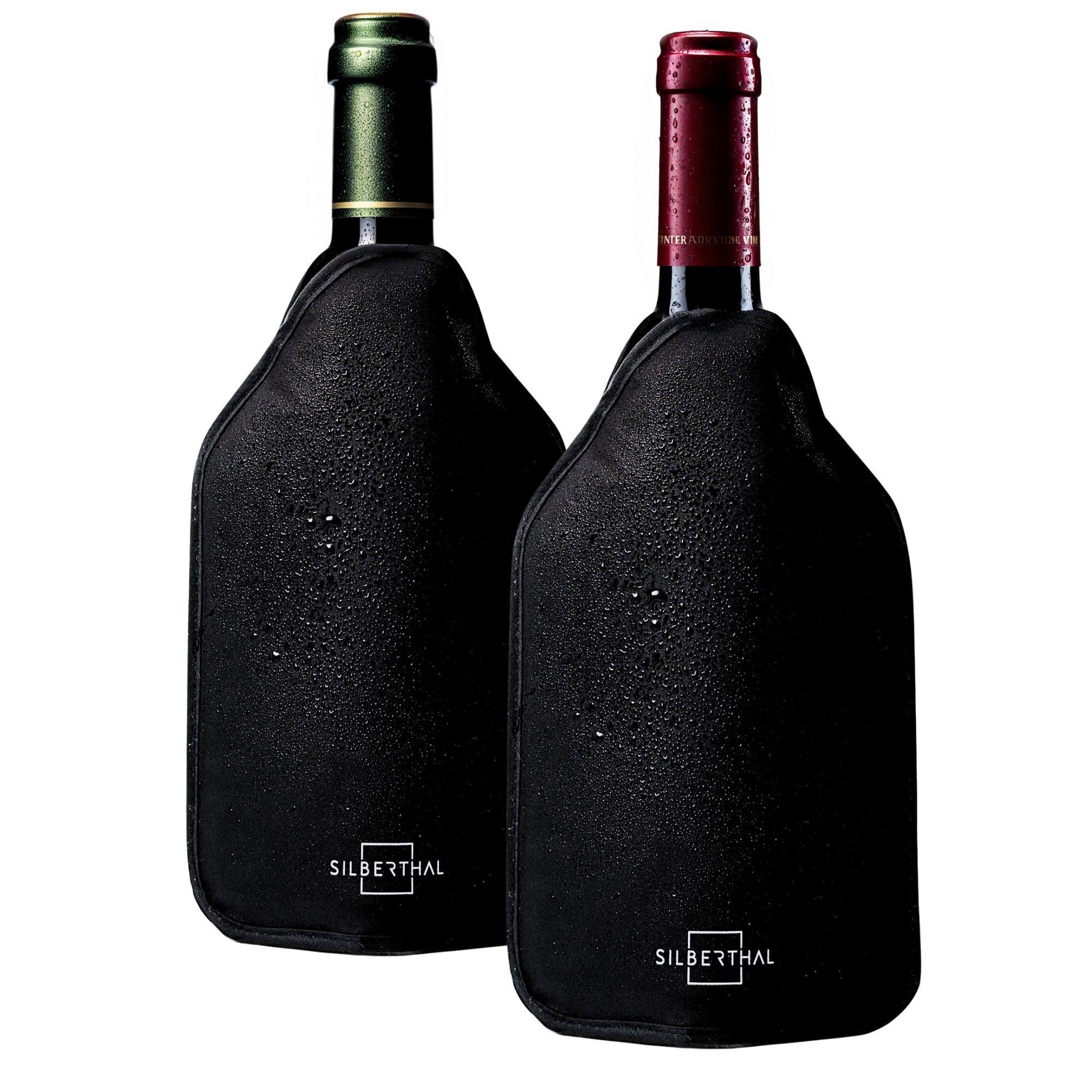 SILBERTHAL Wein- und Sektkühler Kühlmanschette für Flaschen 2er Set, bis zu 2h kühl, für 0,7 - 1L Flaschen, Wasserabweisend, flexibel