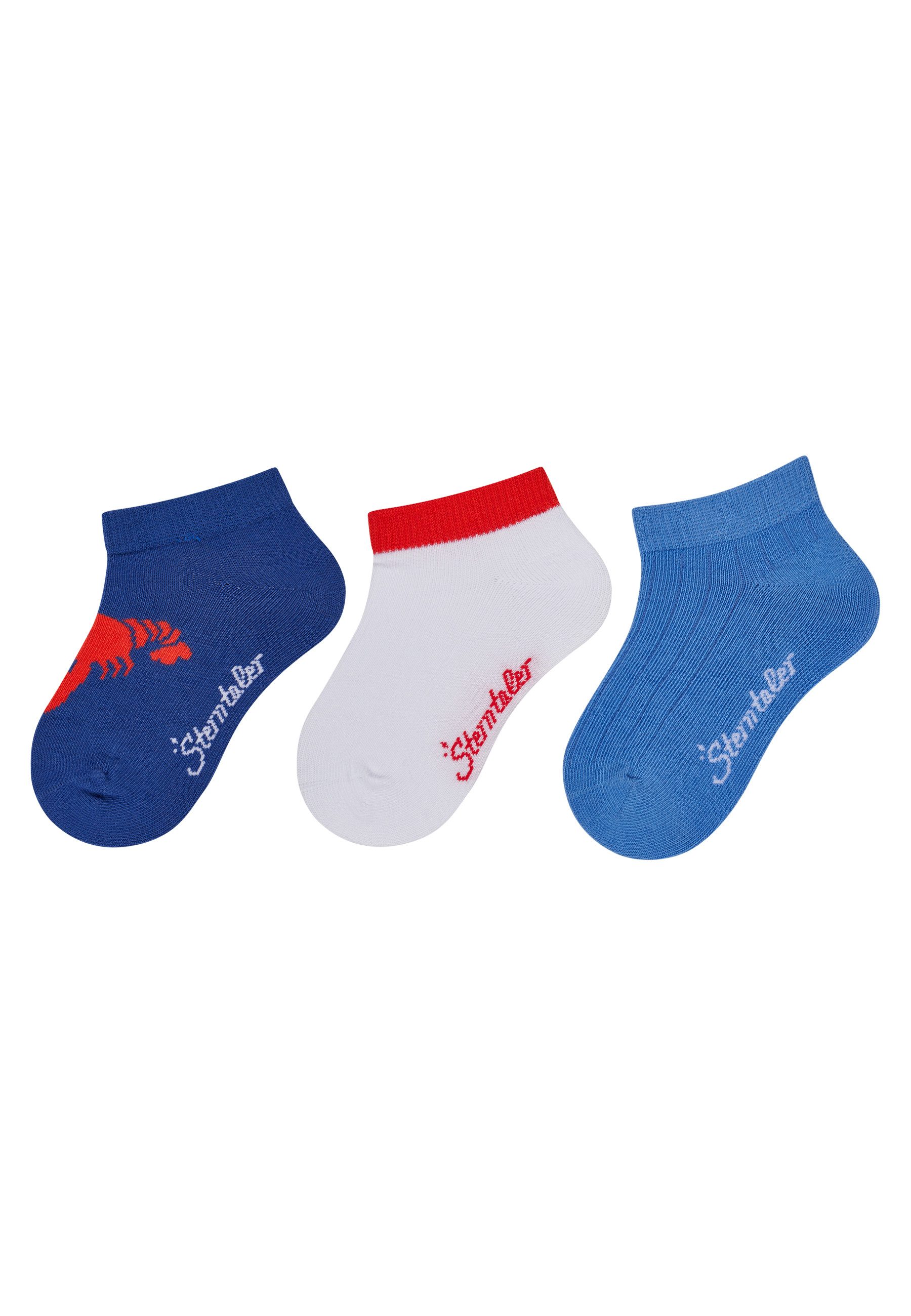 Sterntaler® Sneakersocken Sneaker Socken 3er-Pack Krebs (3-Paar, Sneaker Socken 3er-Pack Krebs) Sneaker Socken 3er Pack mit Krebs, Uni & Rippe, Baumwolle, elastisch