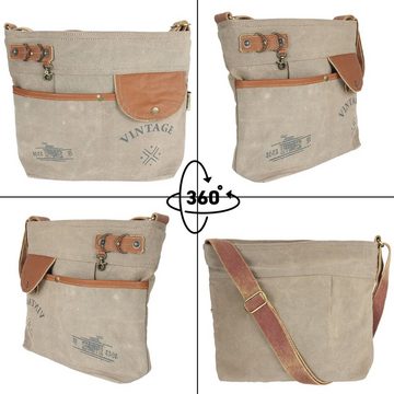 Sunsa Umhängetasche vintage Umhängetasche aus braune Canvas. Crossbody Schultertasche, Vintage Stil