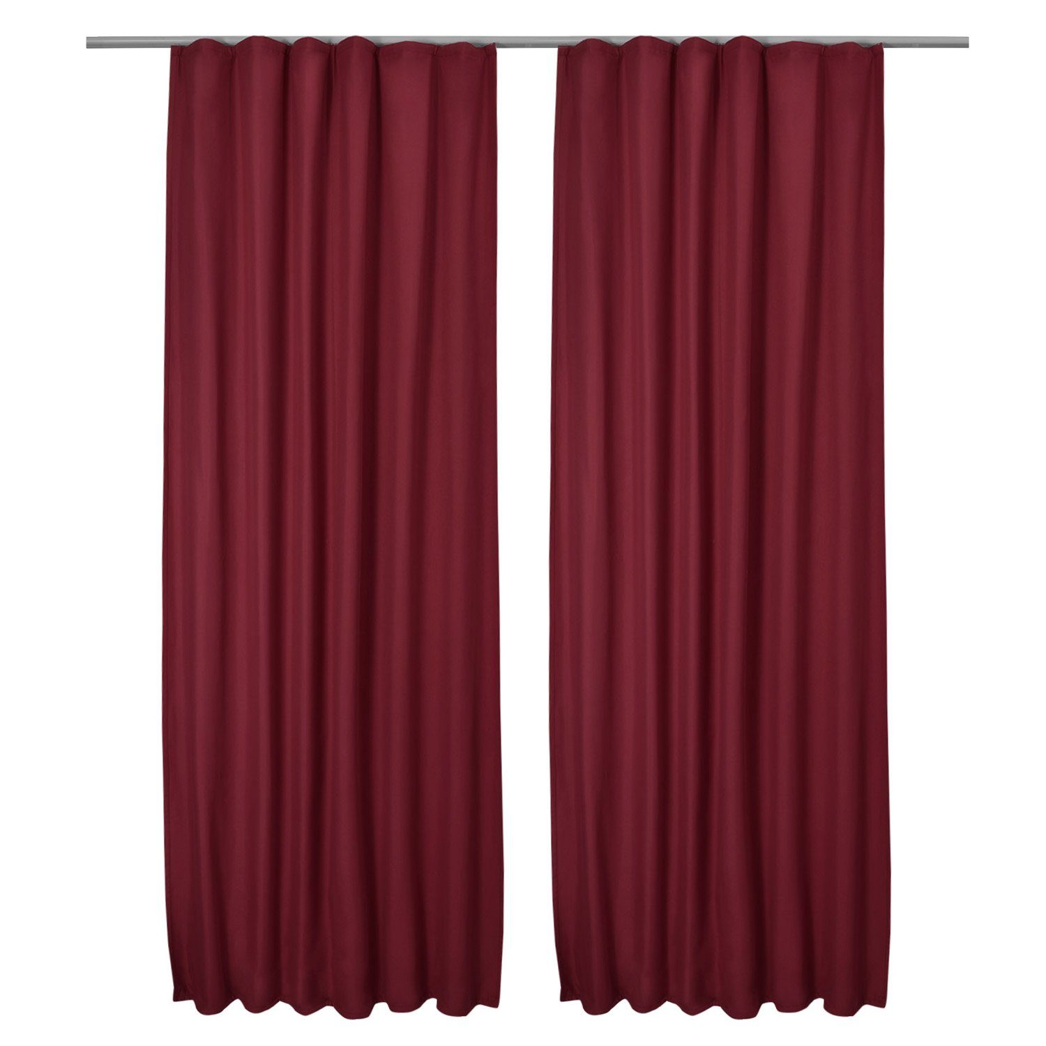Beautissu Vorhang 2er Set Thermovorhang Gardine Rot Amelie TK, 140x245cm, Vorhang isolierend Kälte- & Hitzeschutz Universalband Verdunkelnd