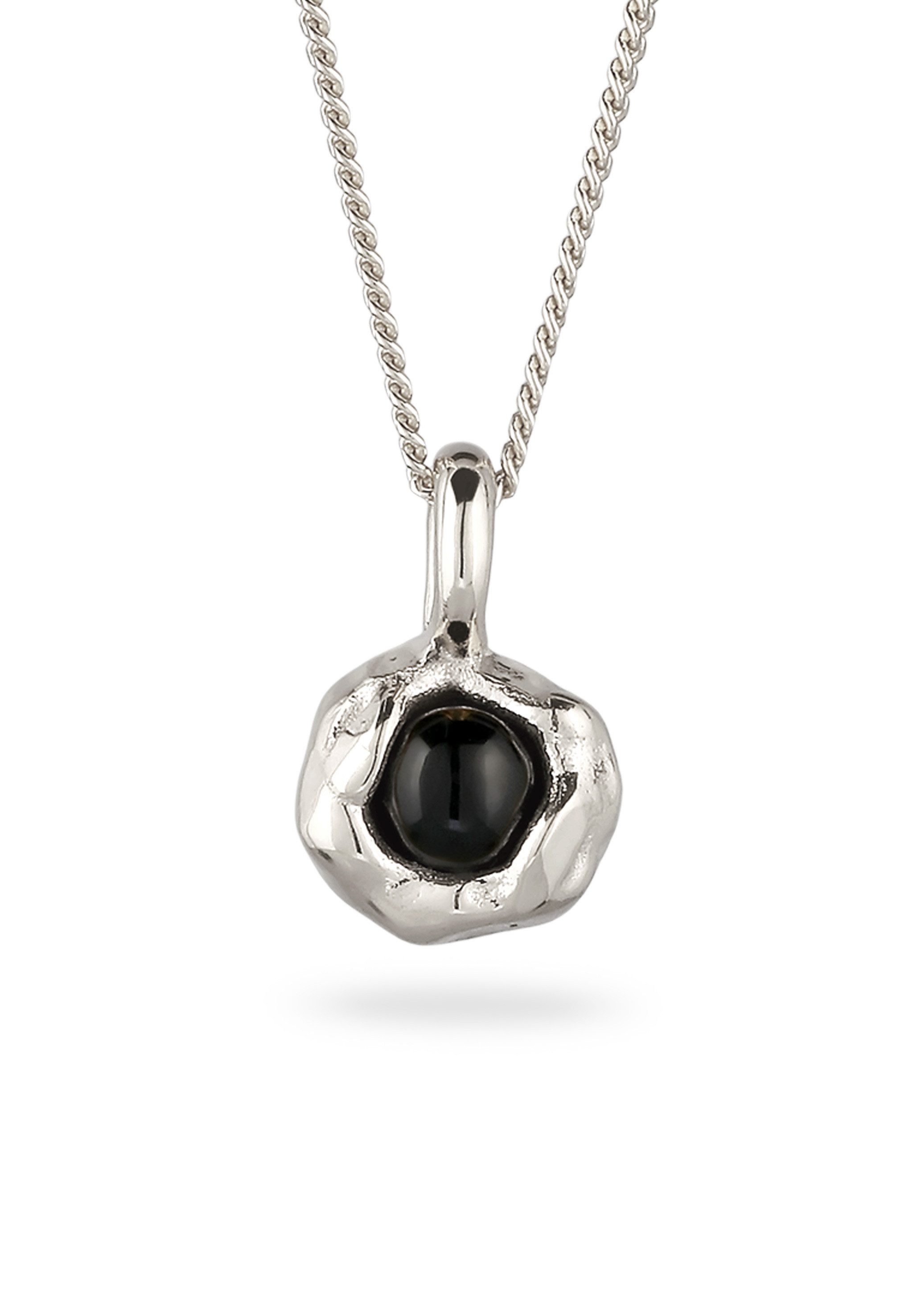 Kette mit Anhänger Onyx Melted Schwarz 925 Sterling Silber