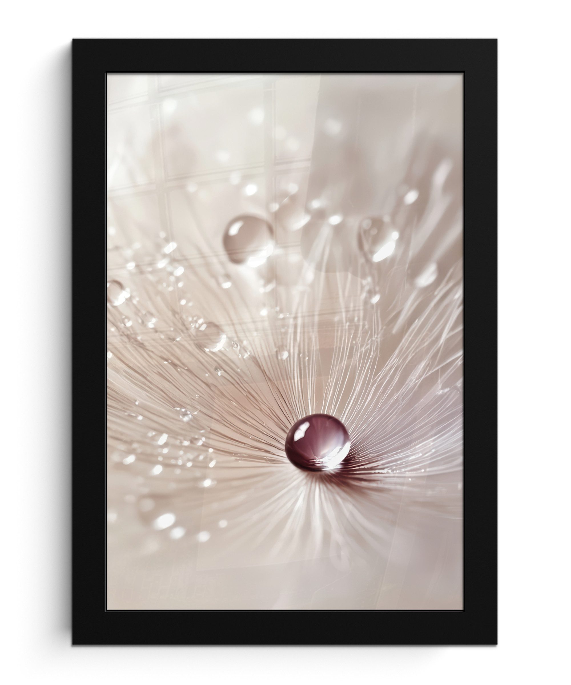MuchoWow Poster Blume - Abstrakt - Weiß - Wasser - Natur, (1 St), Bilderrahmen, Zimmer Deko, Bild für Wohnzimmer, 20x30 cm