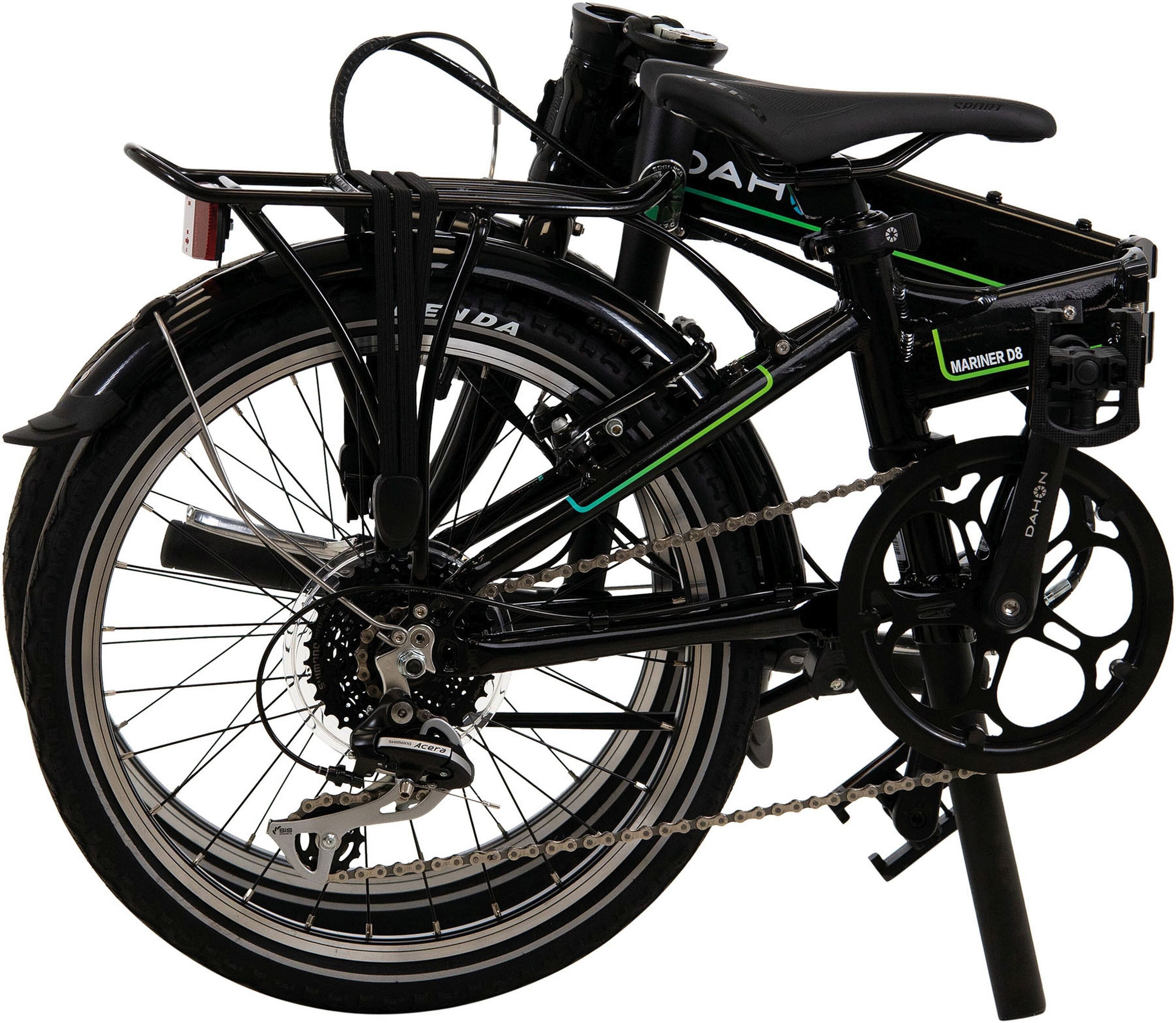 Dahon folding bike, 8-speed Shimano ACERA derailleur gears, 20-inch Mariner D8 folding bike