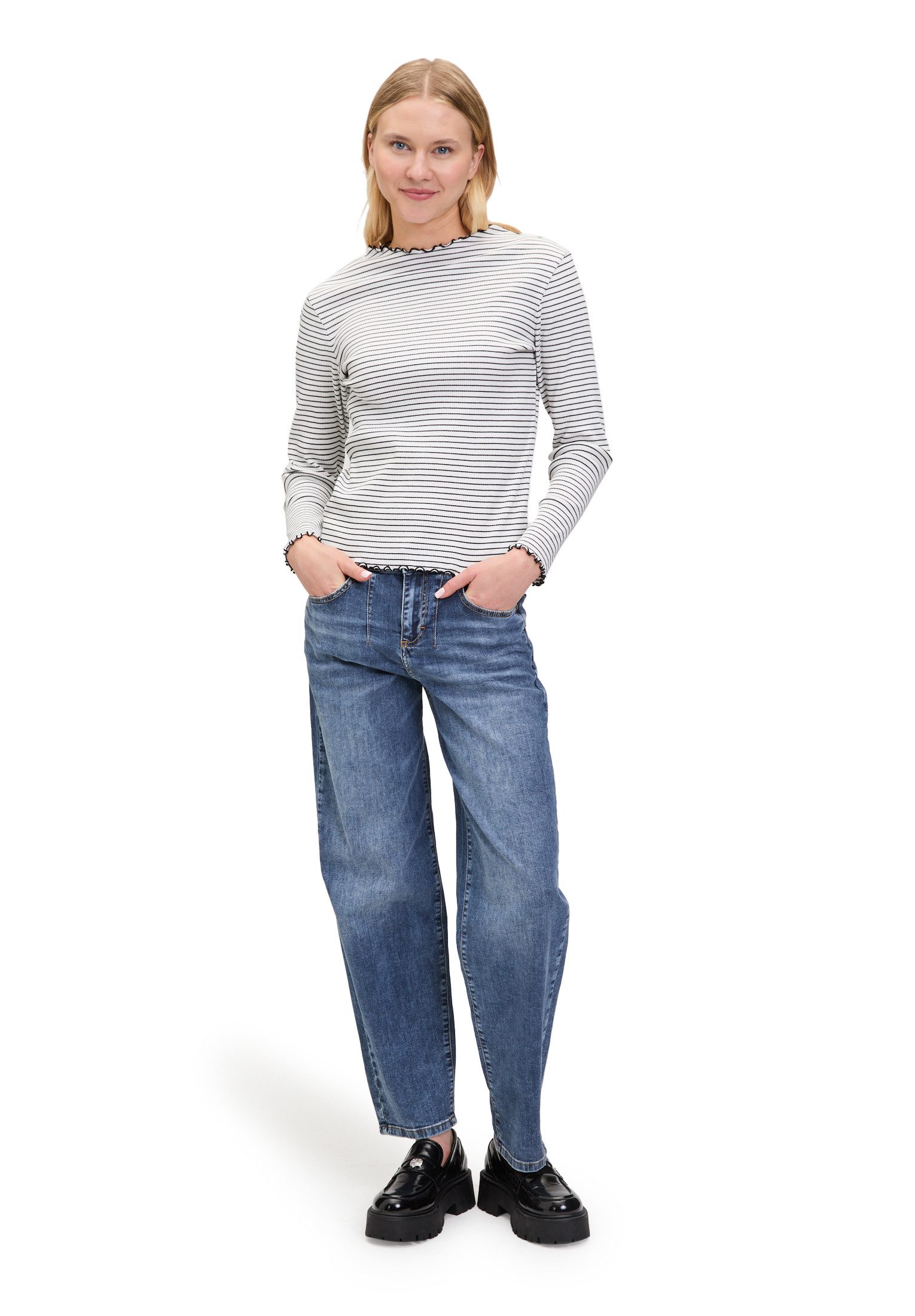 Cartoon Kurzarmshirt Damen mit Kragen (1-tlg)