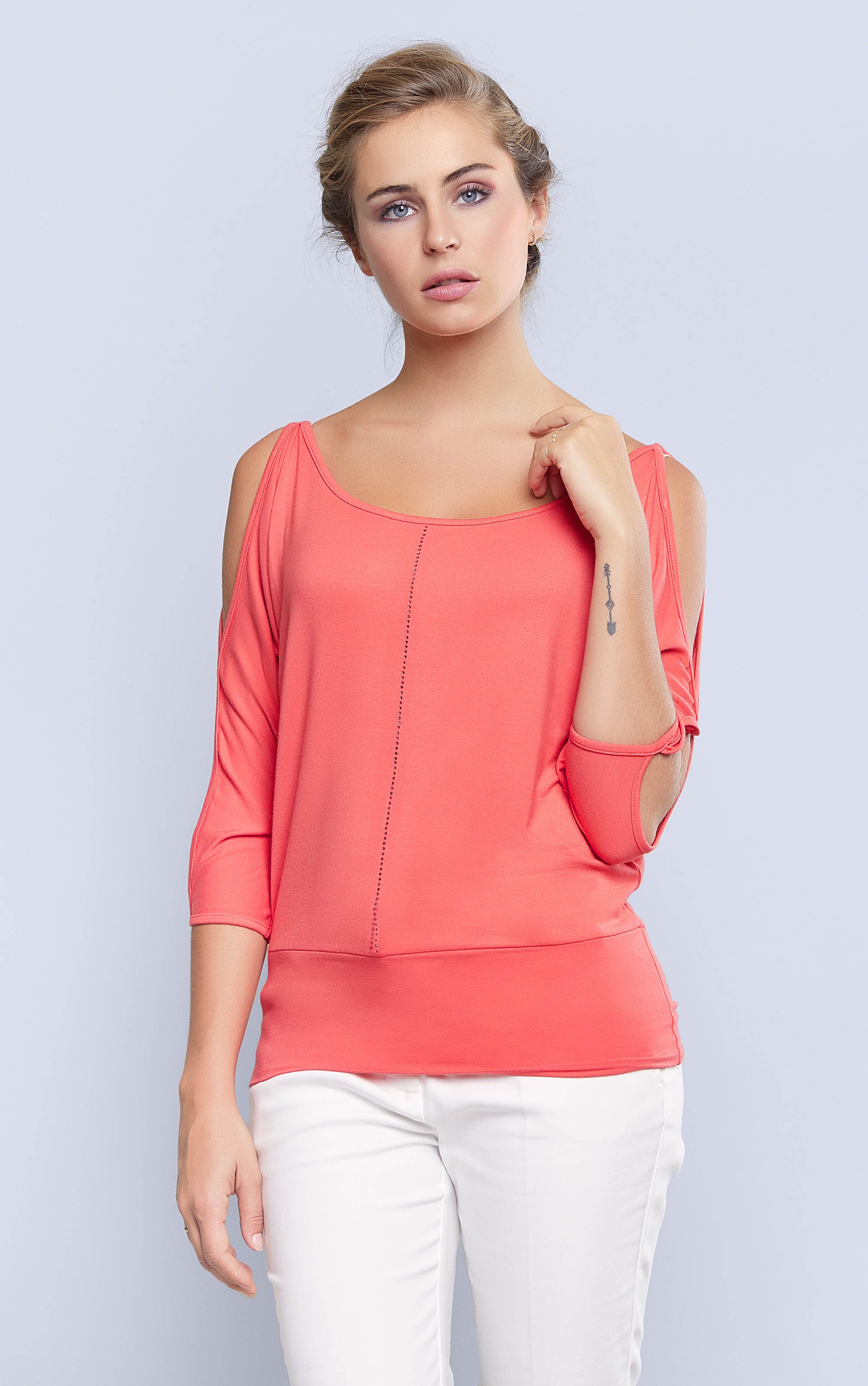 Passioni Langarmshirt mit Schlitzen an den Ärmeln