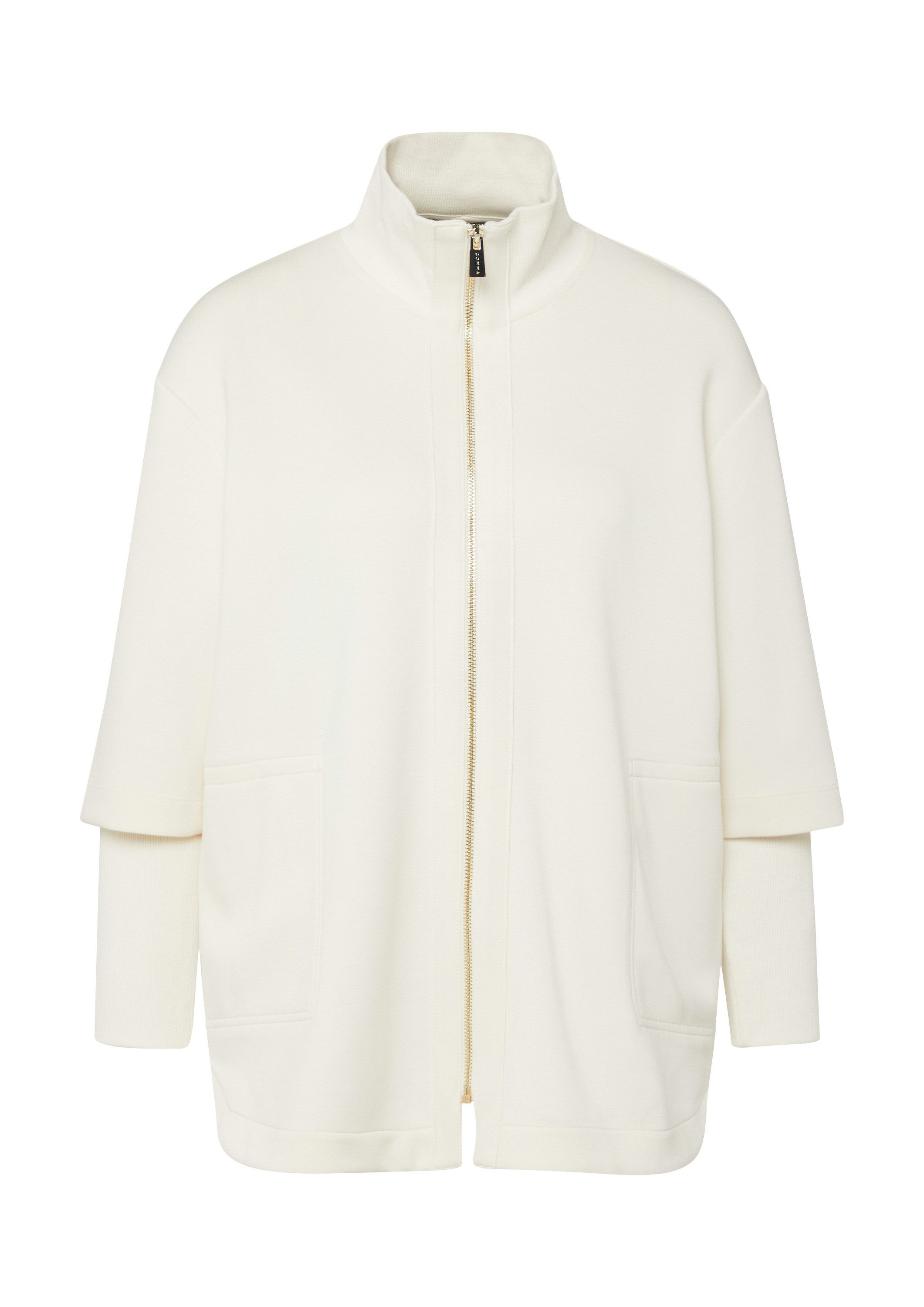comma Sweatjacke Sweatshirt Jacke Sweatjacke aus weichem Jersey mit Rippdetails