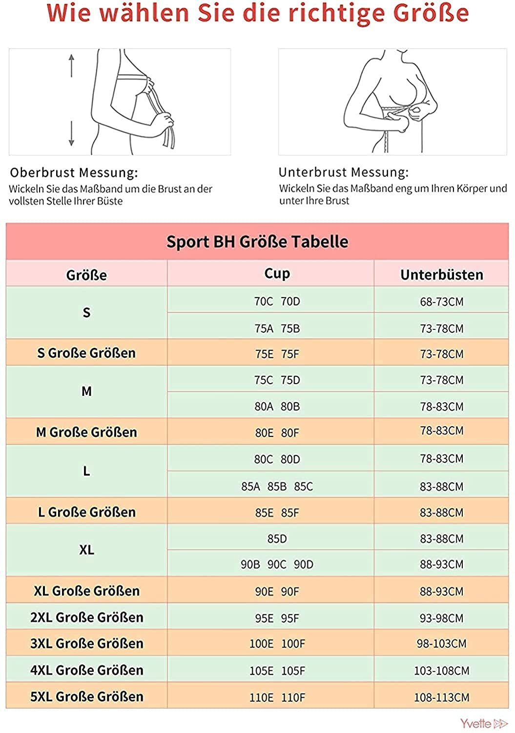 Yvette Sport-BH Verstellbare Träger, U halt, Rücken, E100495A21 Starker