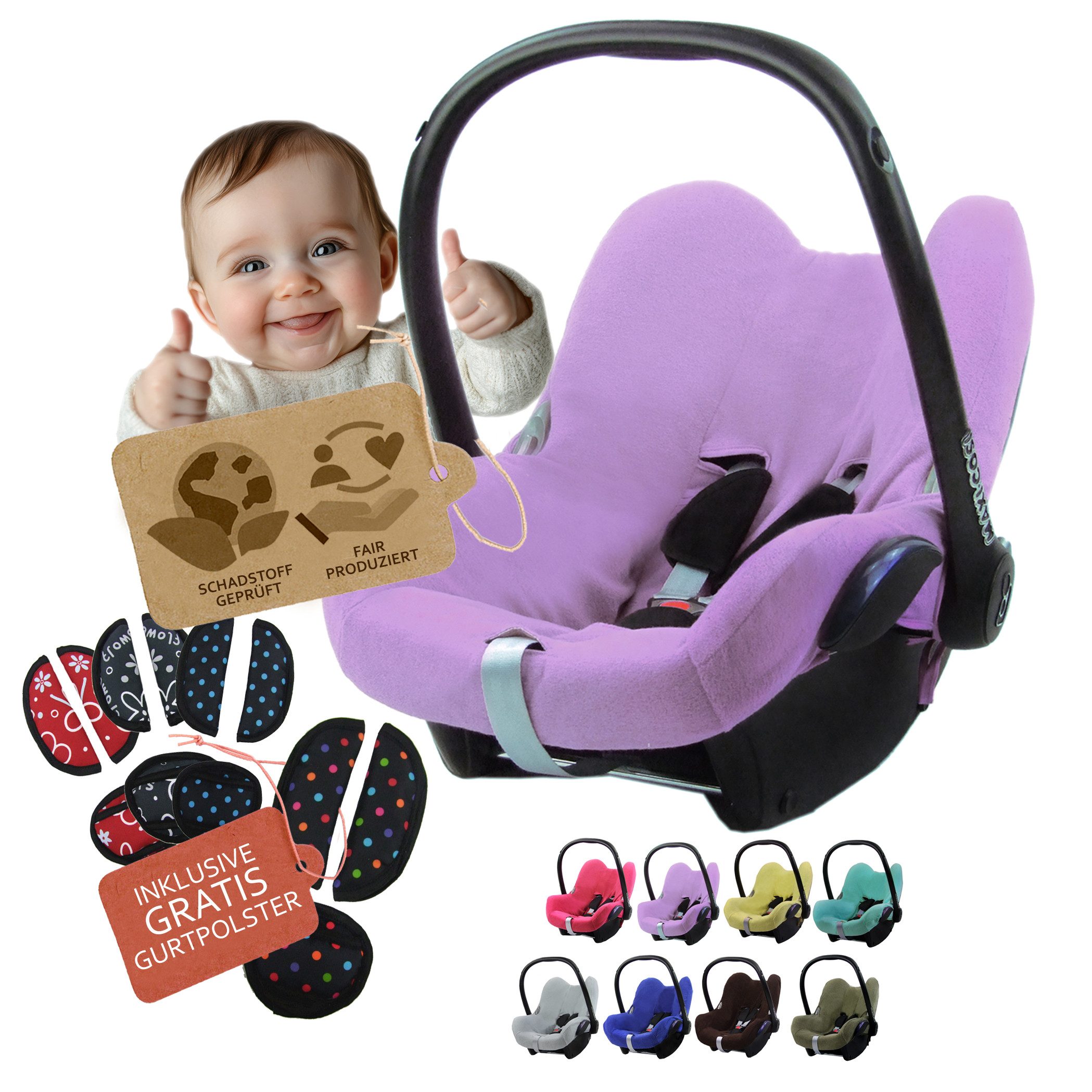 BambiniWelt by Rafael K. Babyschale Sommerbezug Bezug aus Frottee kompatibel mit Maxi Cosi CabrioFix + GP, ab: Geburt, bis: 14 Monate