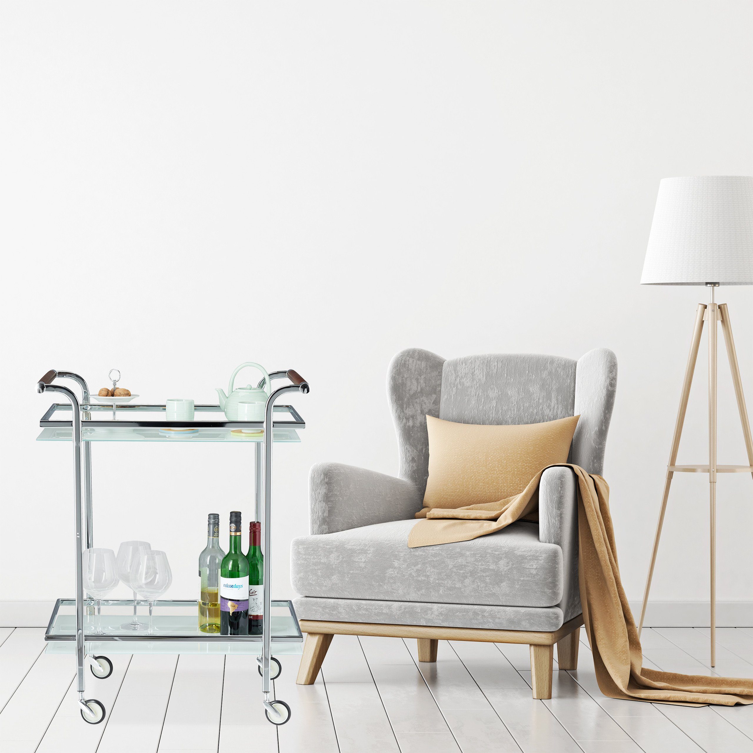 relaxdays Servierwagen Milchglas günstig online kaufen